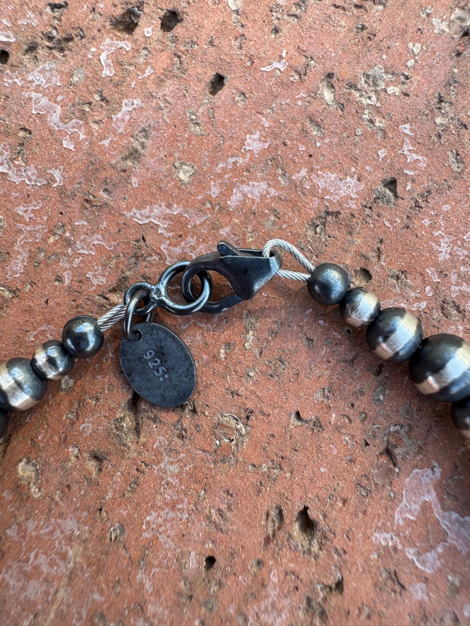 Handcrafted Purple Spiny & Sterling Silver Pearl 3-5mm Beaded Bracelet 7"