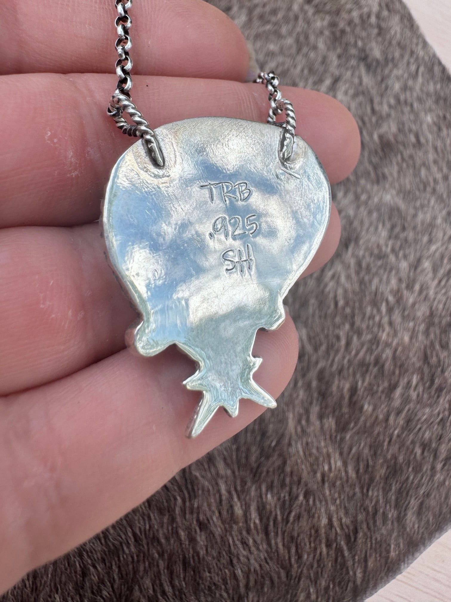Handmade Sterling Silver & Blue Ridge Turquoise 19" Necklace by Roaming Buffalo