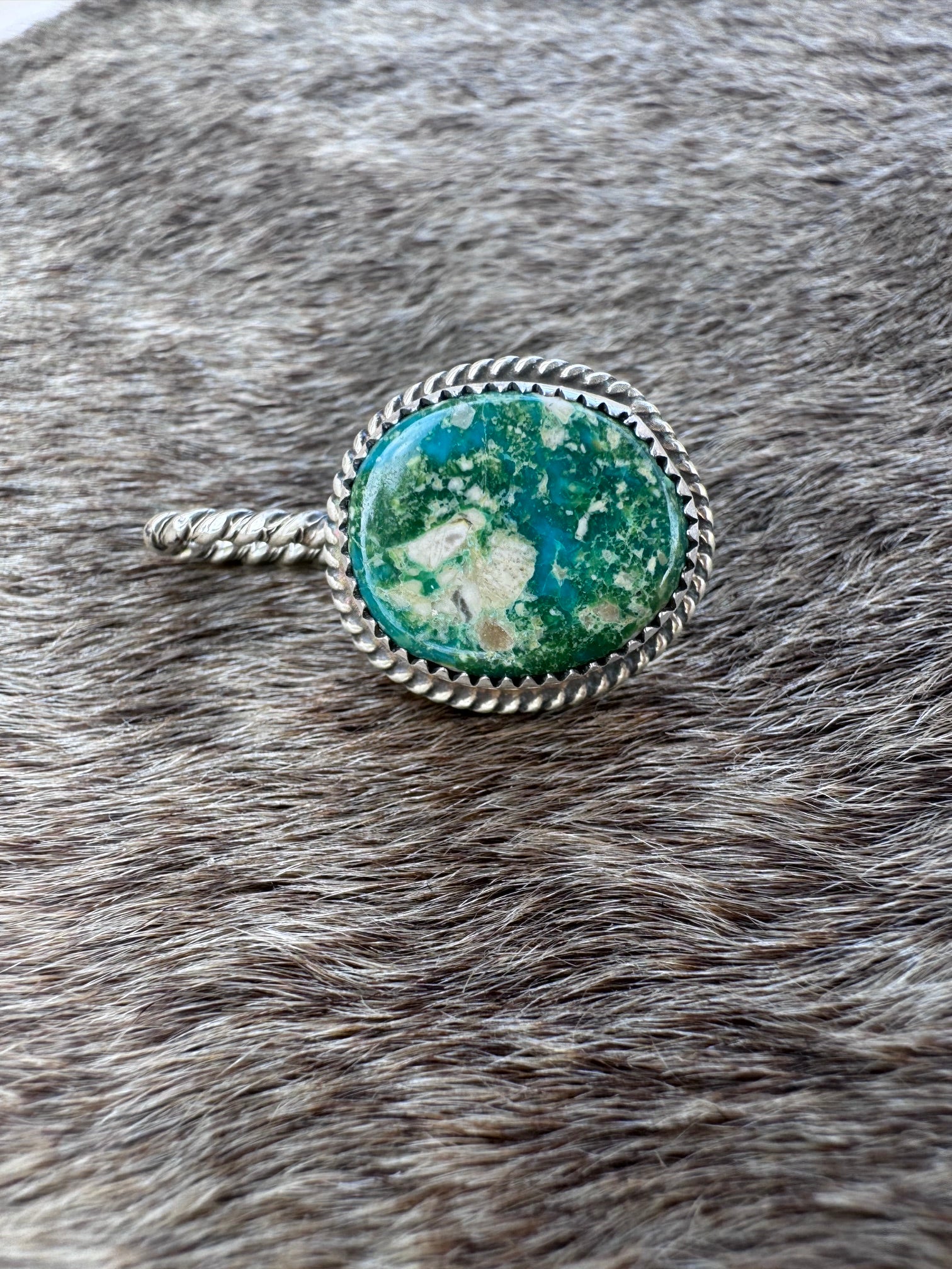 Handmade Sterling Silver & Fox Turquoise Hat Pin by Roaming Buffalo
