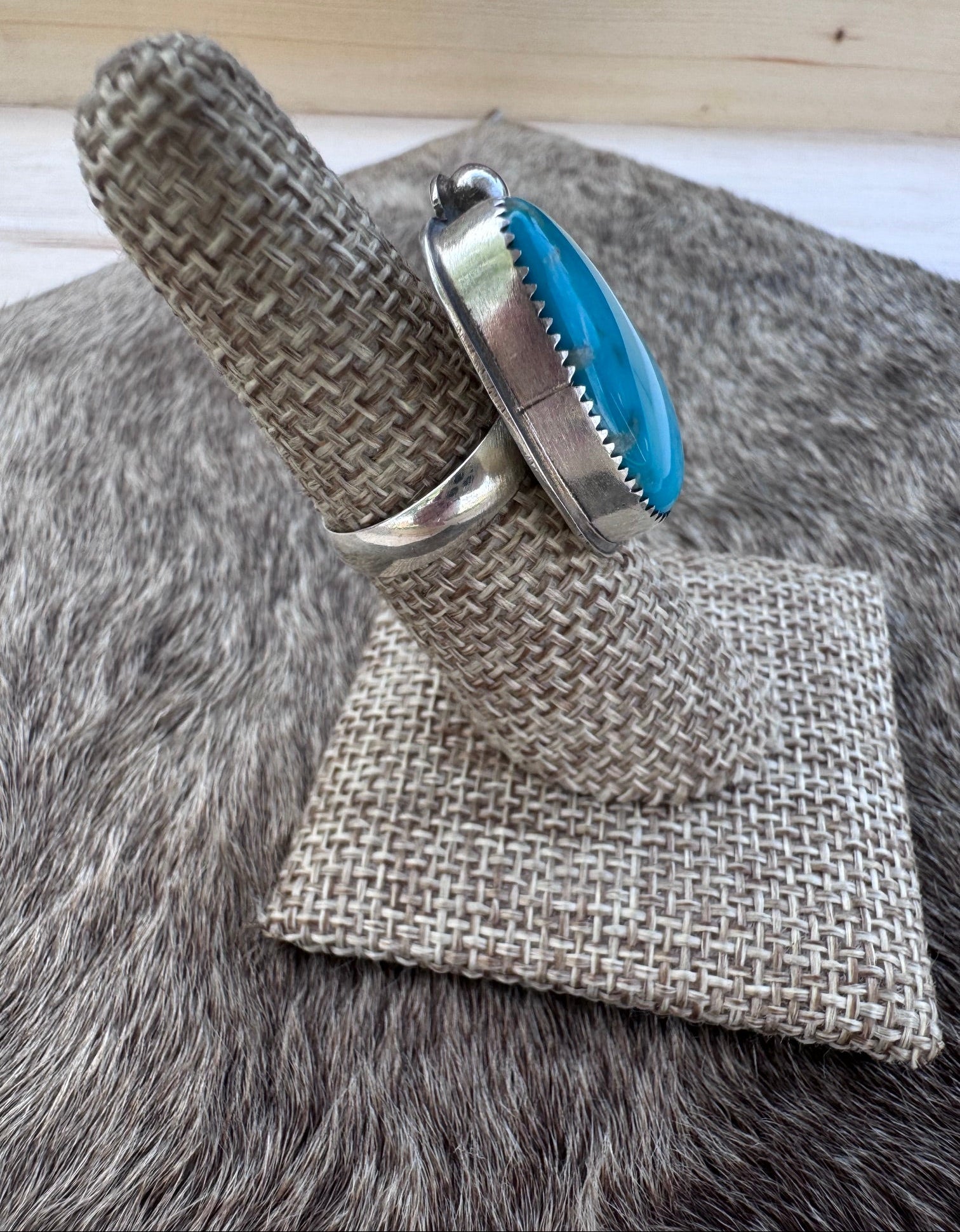 Handmade Sterling Silver & Armenian Turquoise Adjustable Ring by Roaming Buffalo