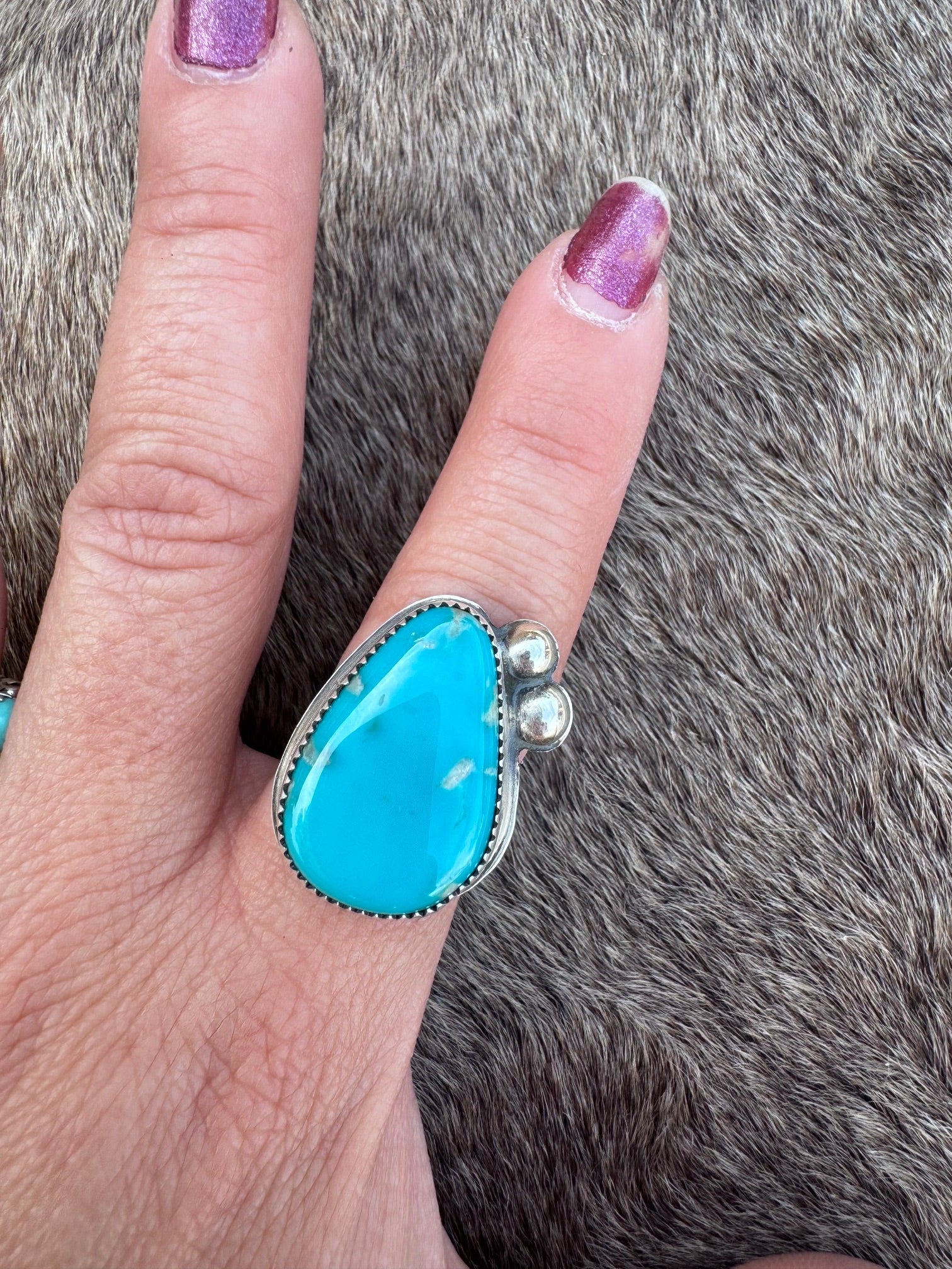 Handmade Sterling Silver & Armenian Turquoise Adjustable Ring by Roaming Buffalo