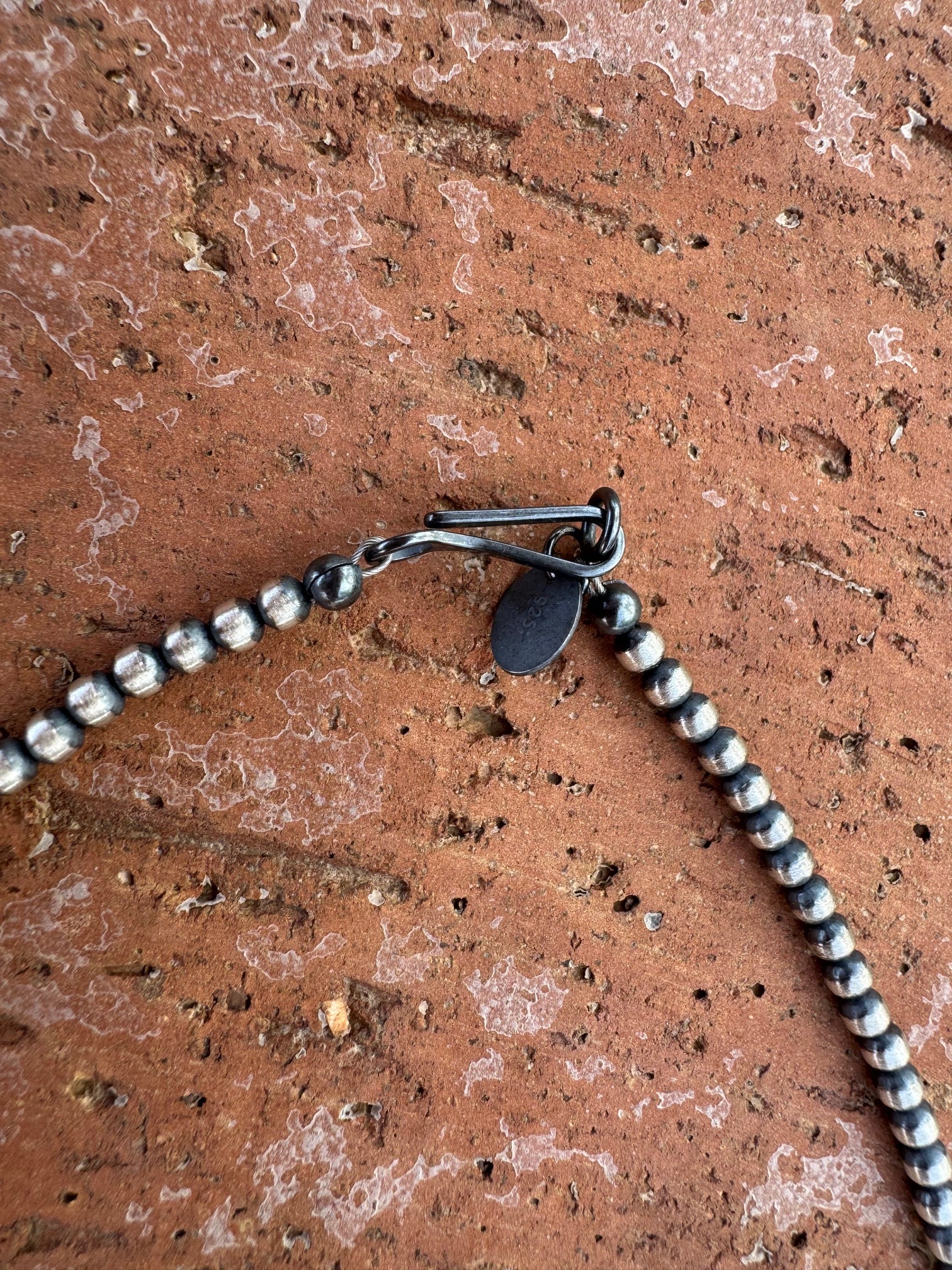 Handcrafted Sterling Silver & White Buffalo 3-5mm Beaded Necklace 14"