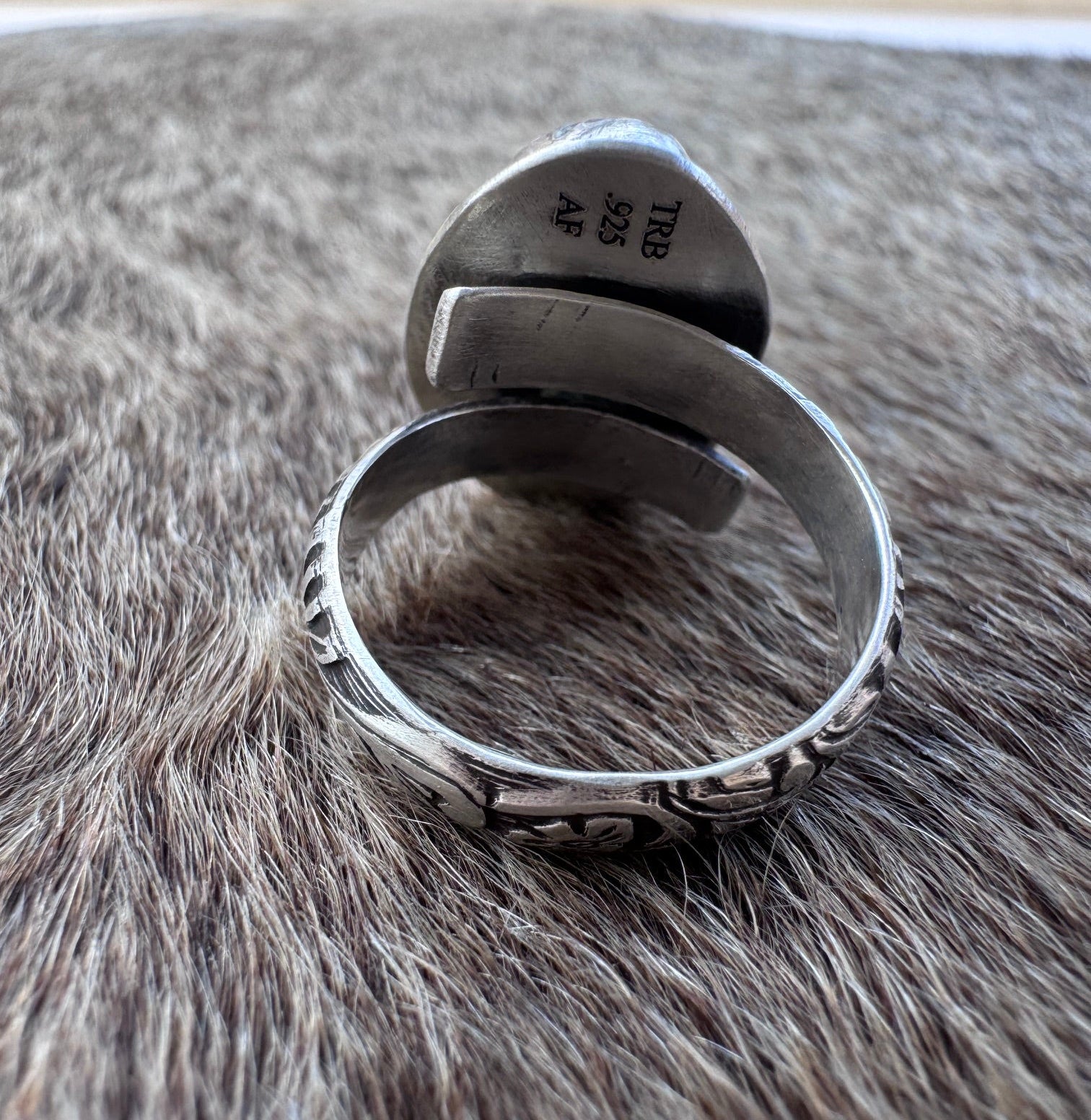 Handmade Sterling Silver & Larimar Adjustable Ring by Roaming Buffalo