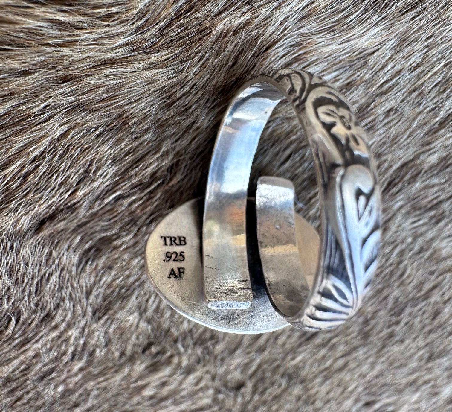 Handmade Sterling Silver & Larimar Adjustable Ring by Roaming Buffalo