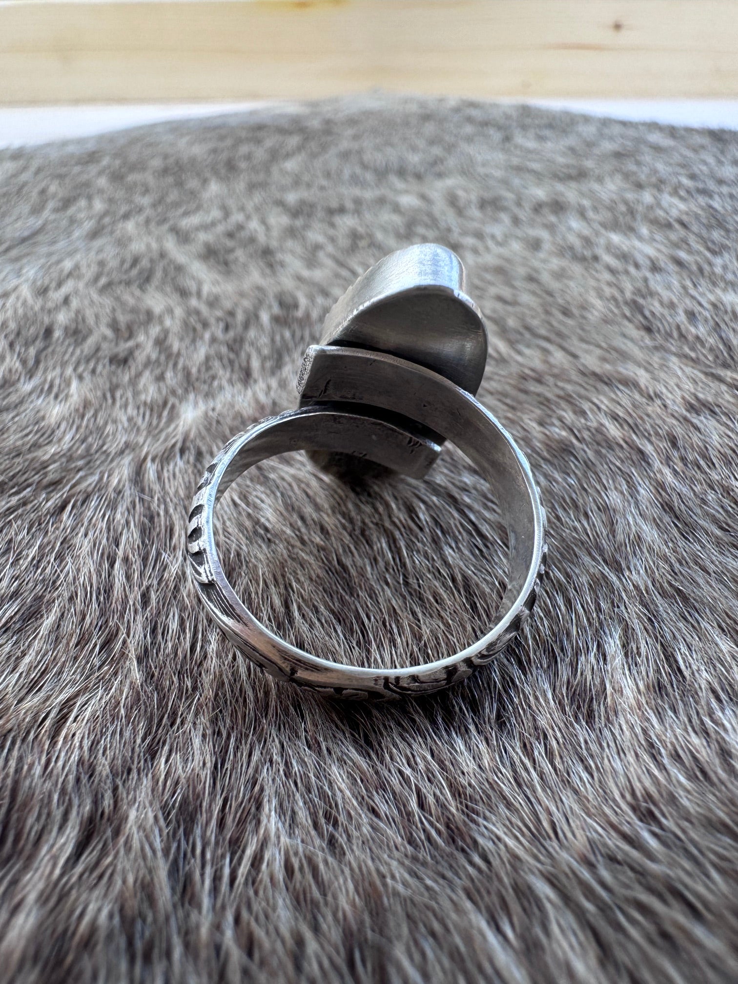 Handmade Sterling Silver & Larimar Adjustable Ring by Roaming Buffalo