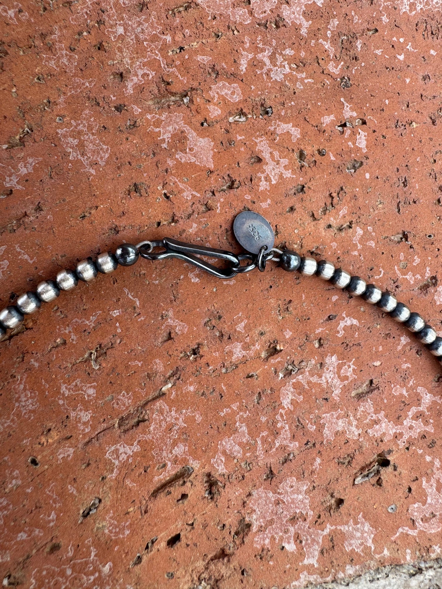 Handcrafted Sterling Silver & White Buffalo 3-8mm Beaded Necklace 18"