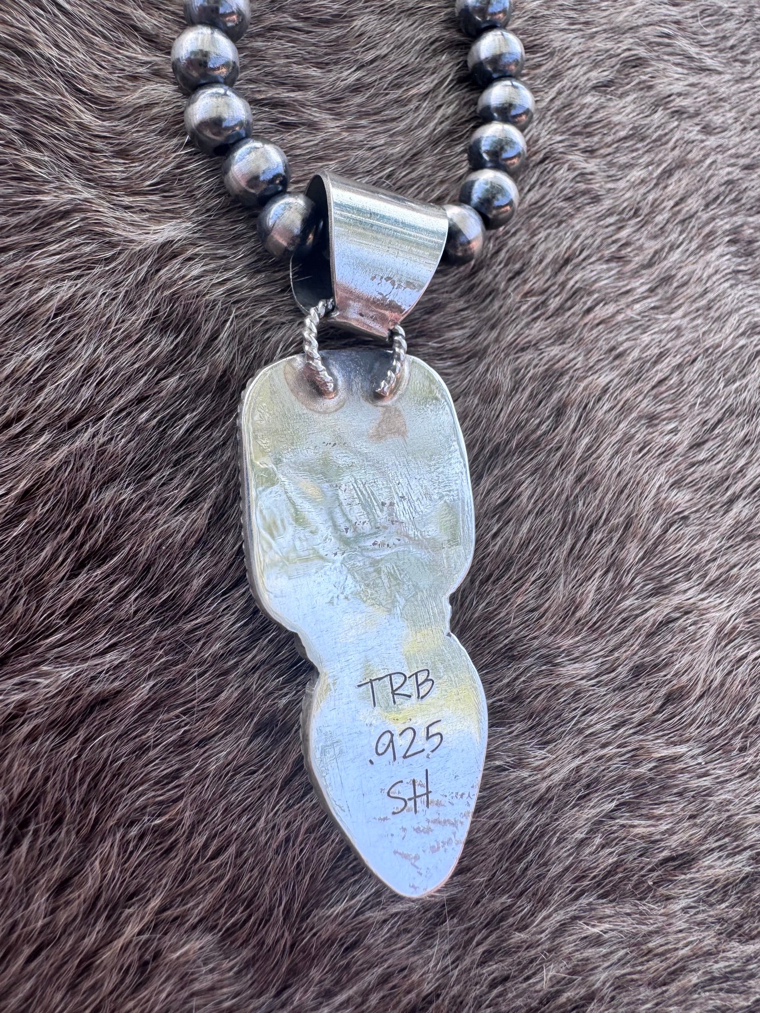 Handmade Sterling Silver Tyrone Turquoise, Australian Turquoise Point Pendant by Roaming Buffalo