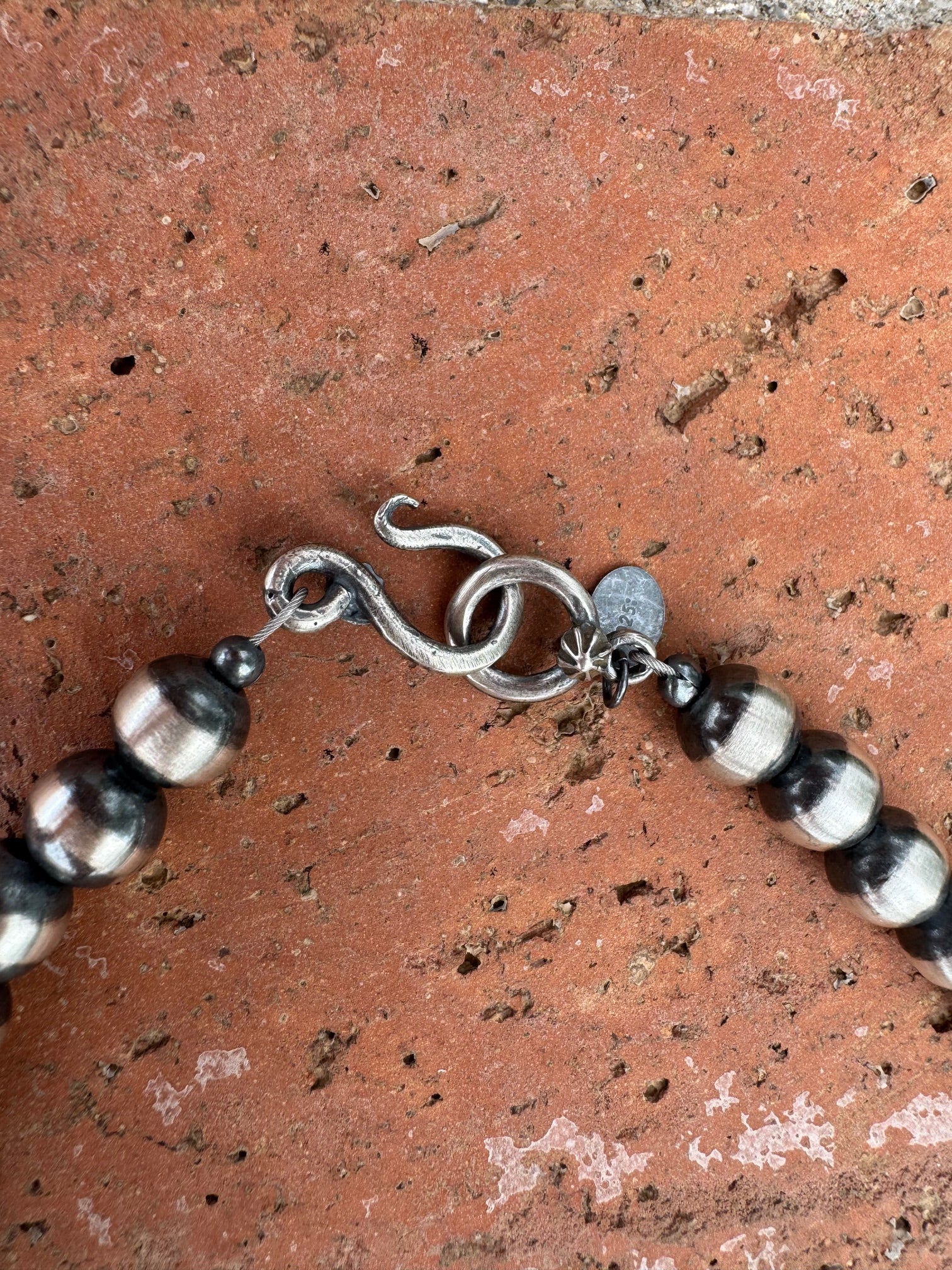 Handcrafted Sterling Silver Pearl & Purple Spiny 8mm Beaded Necklace