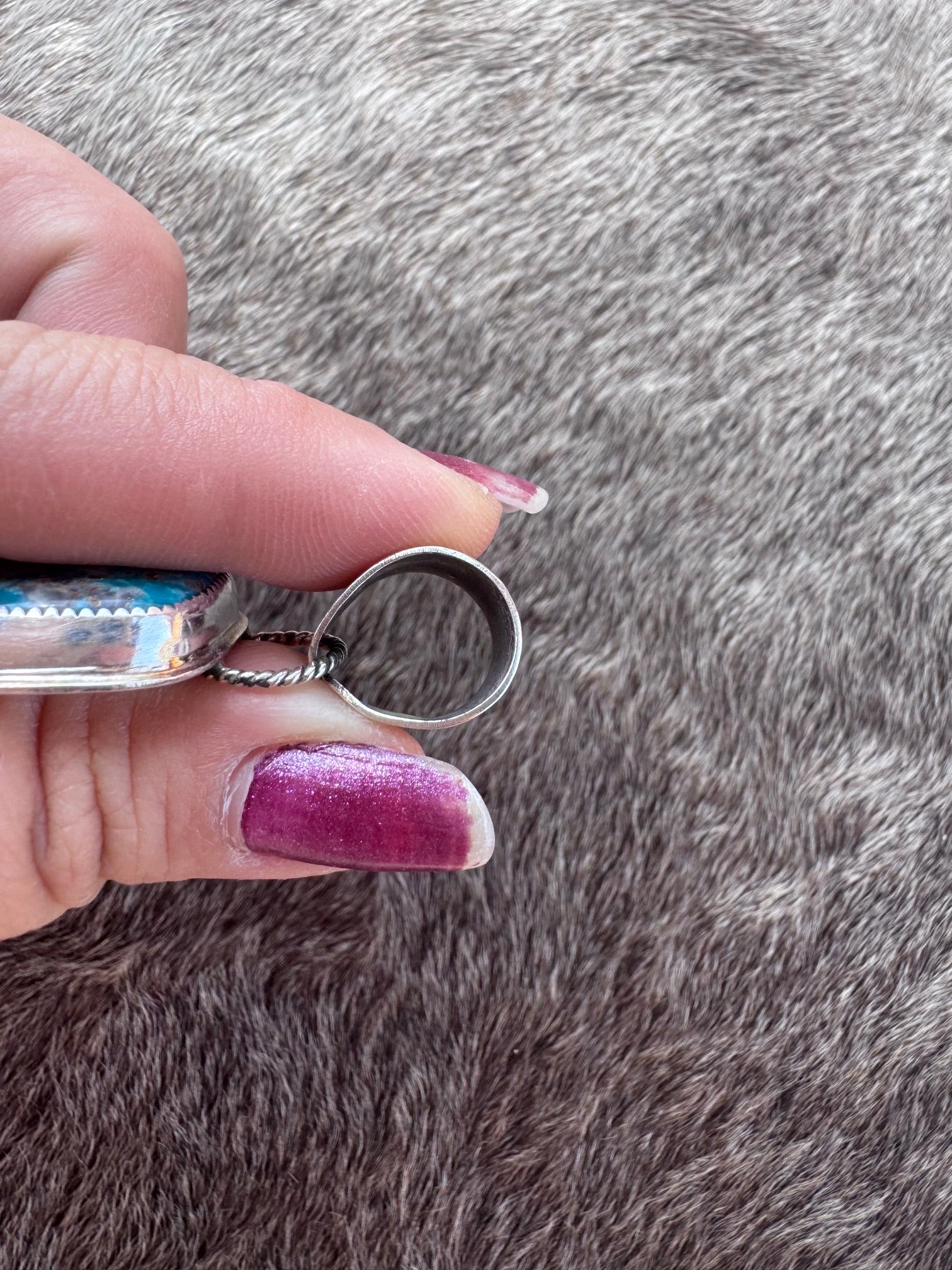 Handmade Sterling Silver Fox Turquoise Pendant by Roaming Buffalo