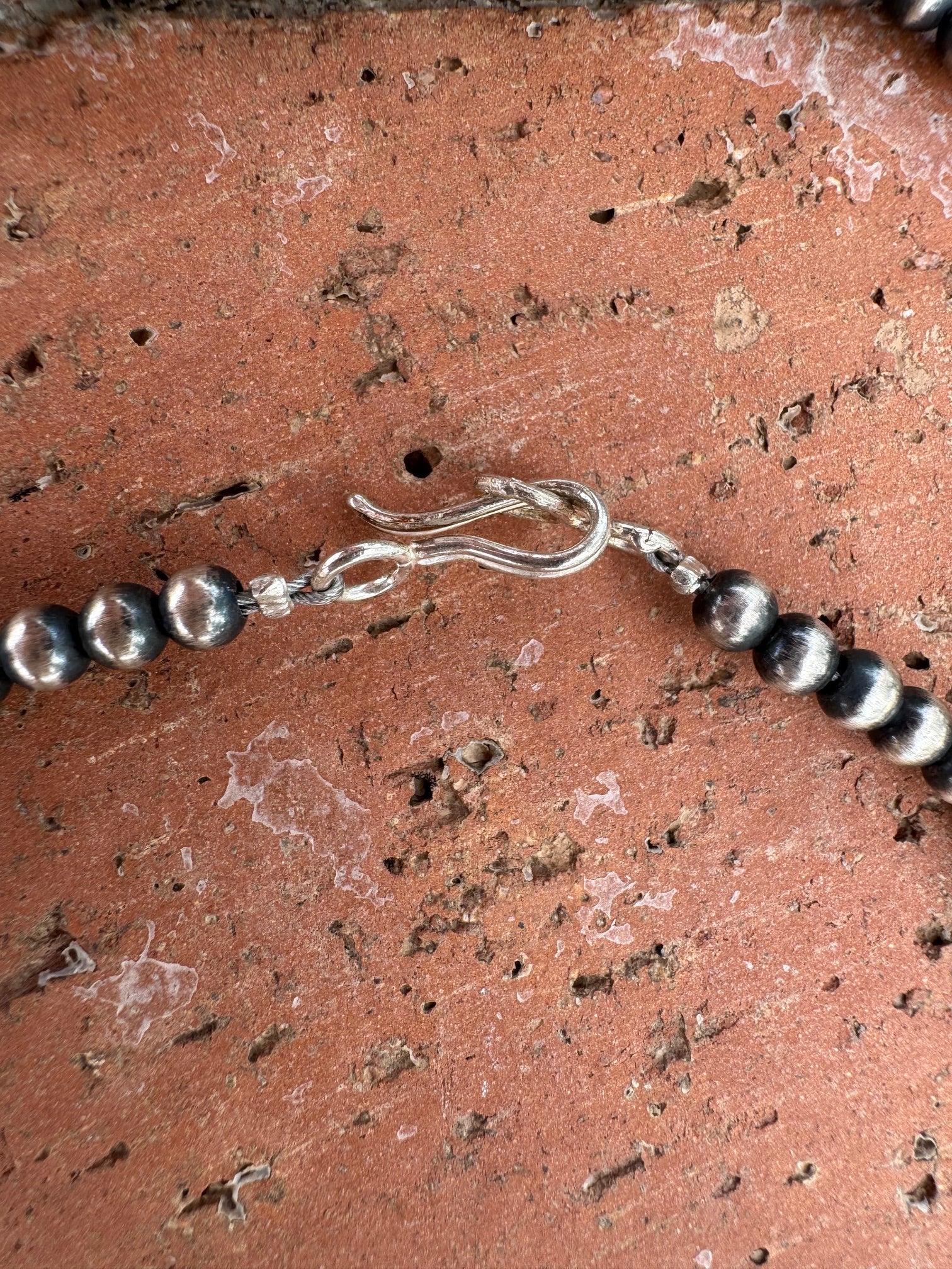 Handcrafted Pink Conch & Sterling Silver Pearl 4-8mm Beaded Necklace 60"