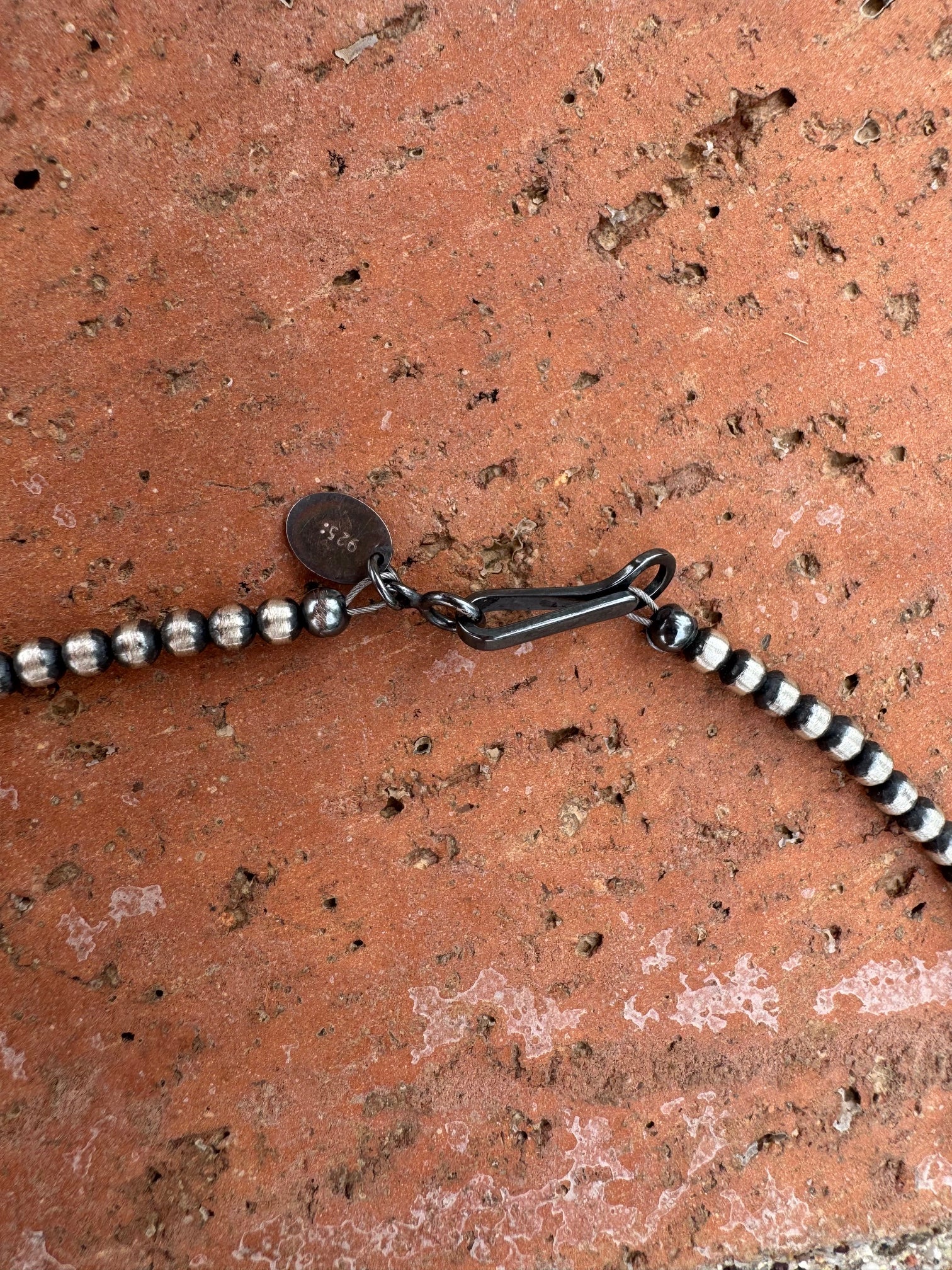 Handcrafted Multi Stone & Sterling Silver 3-5mm Beaded Necklace 72"