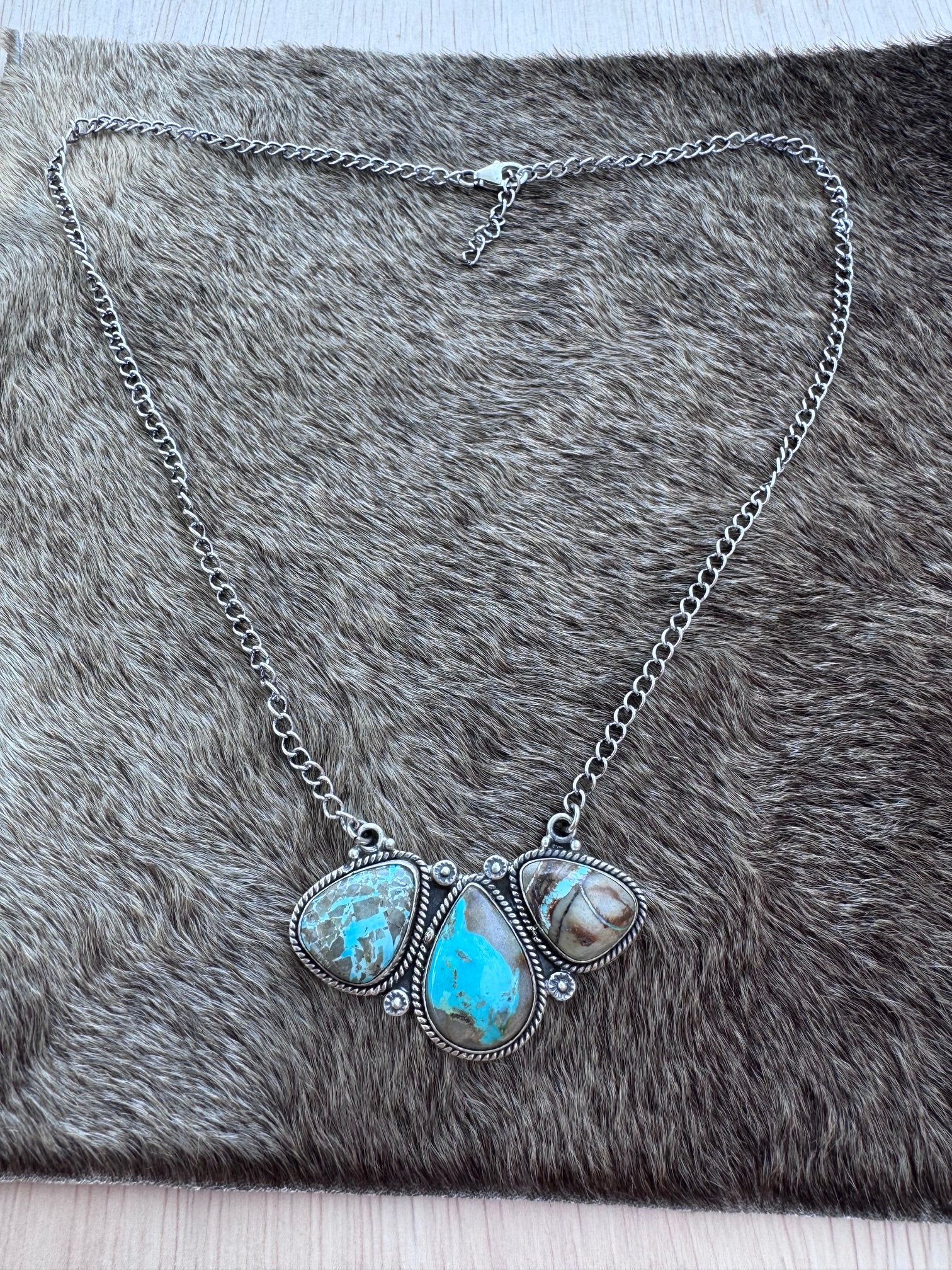 Handmade Sterling Silver Royston Turquoise Necklace "Signed Nizhoni"