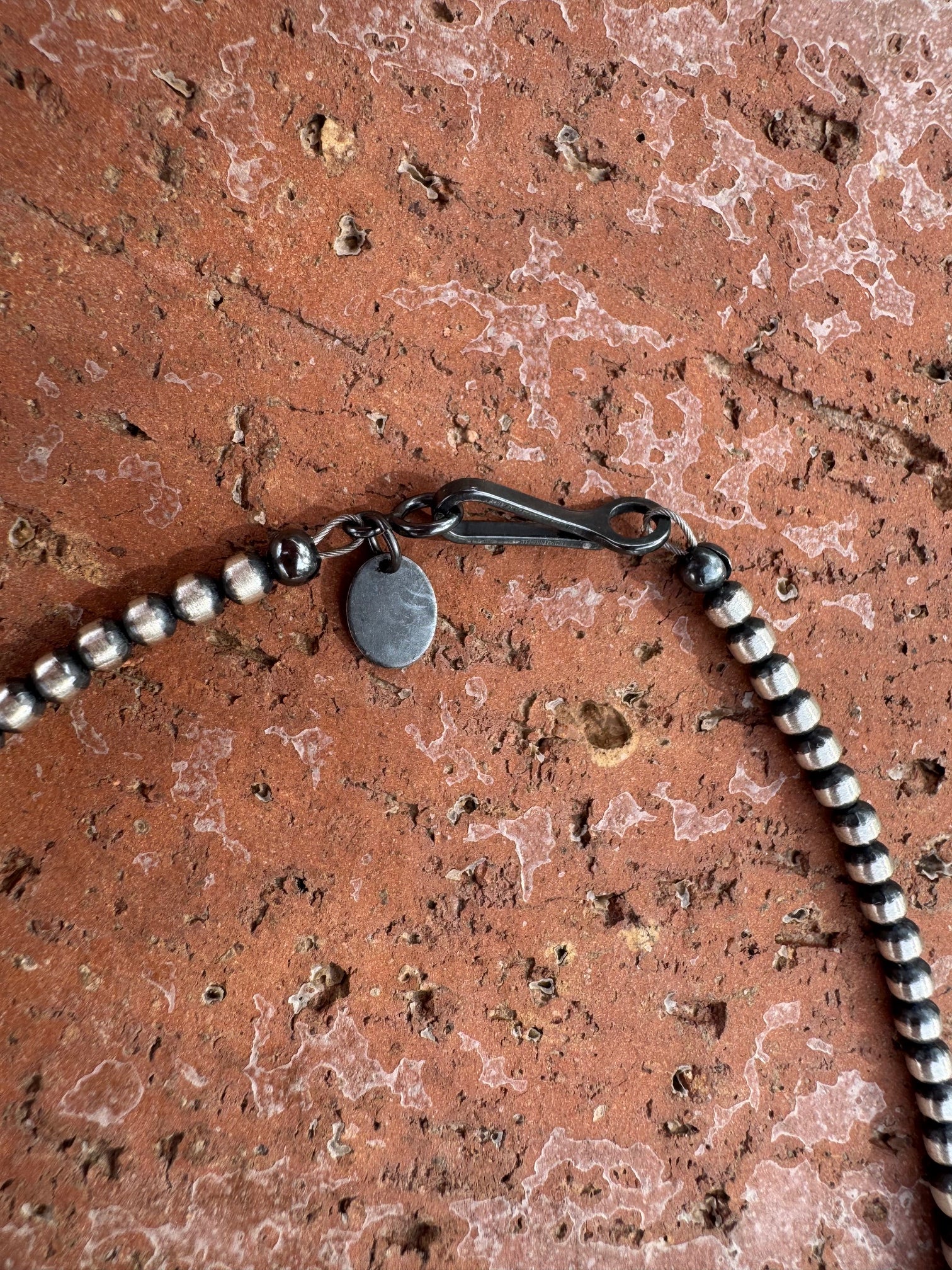 Handcrafted Multi Stone & Sterling Silver 3-8mm Beaded Necklace 14"