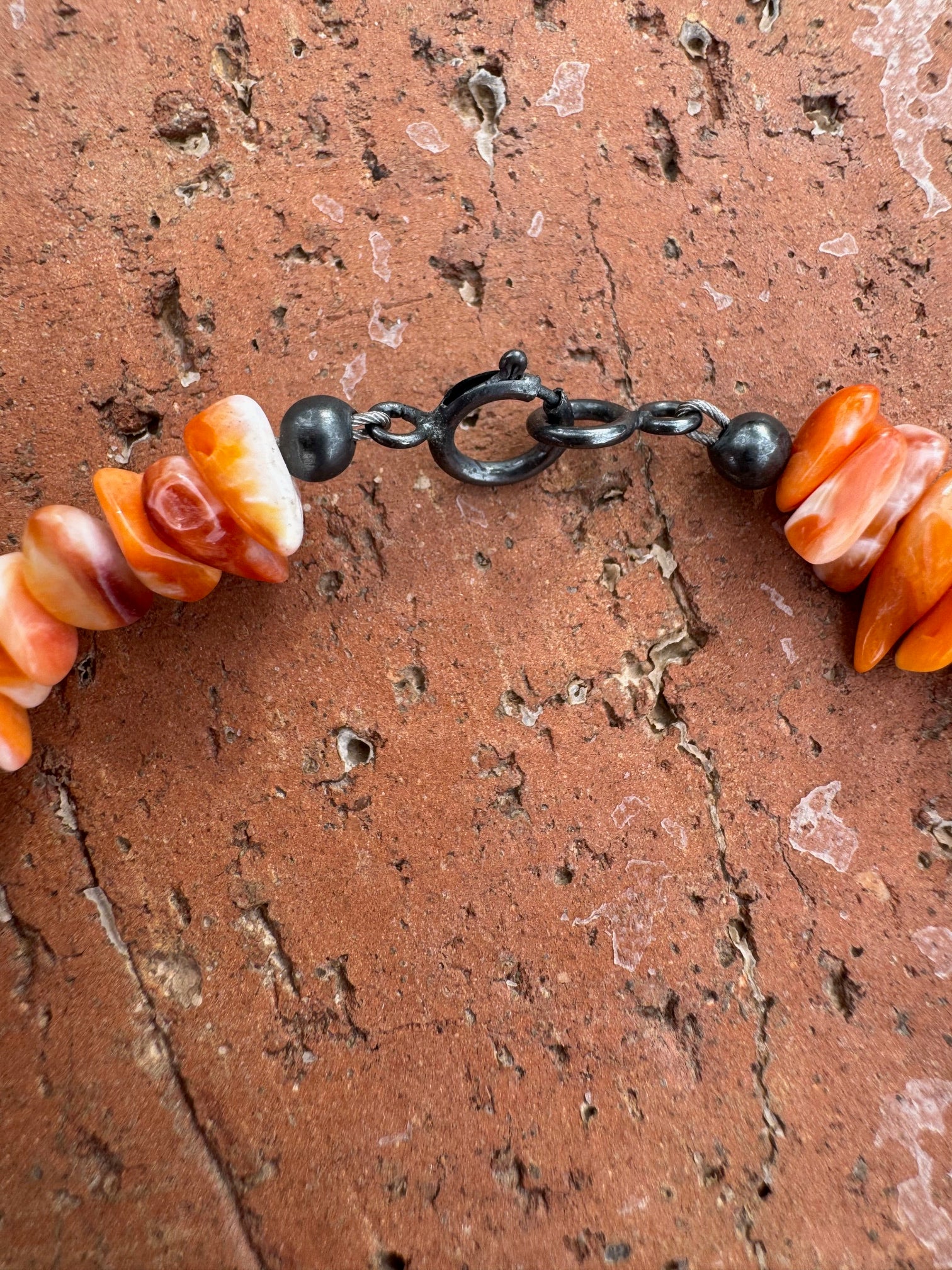 Handcrafted Spiny & Sterling Silver Beaded Bracelet 7.5"