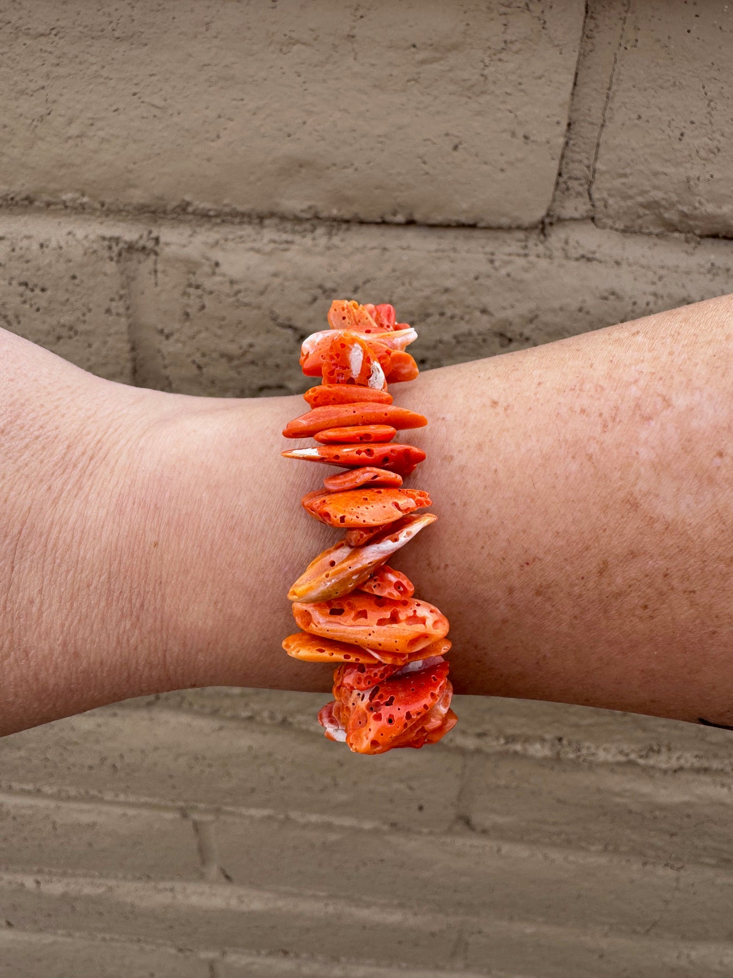 Handcrafted Spiny & Sterling Silver Beaded Bracelet 7.5"