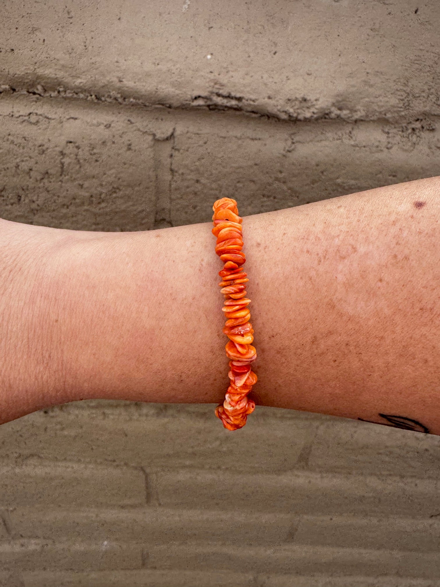 Handcrafted Spiny & Sterling Silver Beaded Bracelet 7.5"