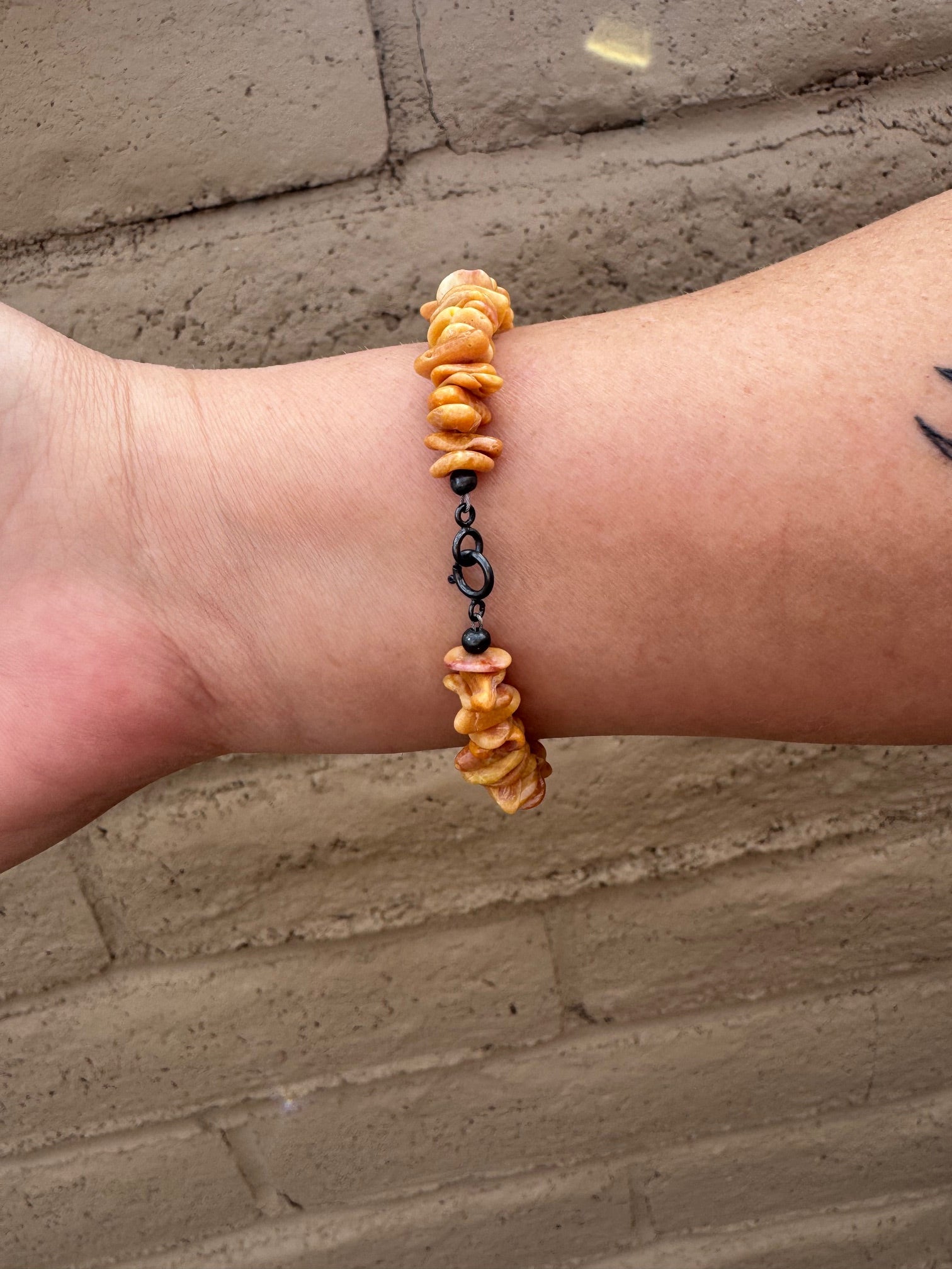 Handcrafted Spiny & Sterling Silver Beaded Bracelet 7.5"