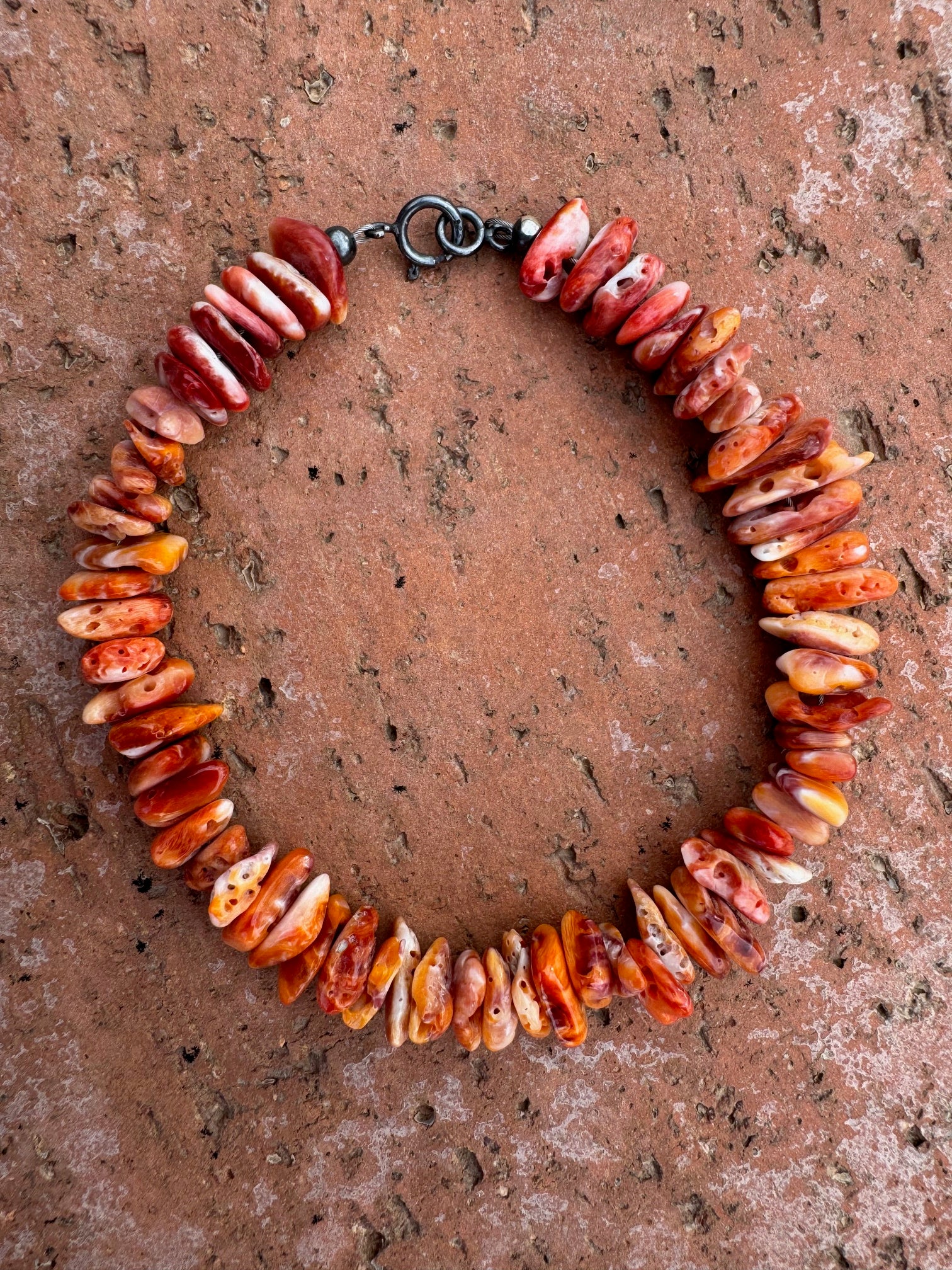 Handcrafted Spiny & Sterling Silver Beaded Bracelet 7.5"