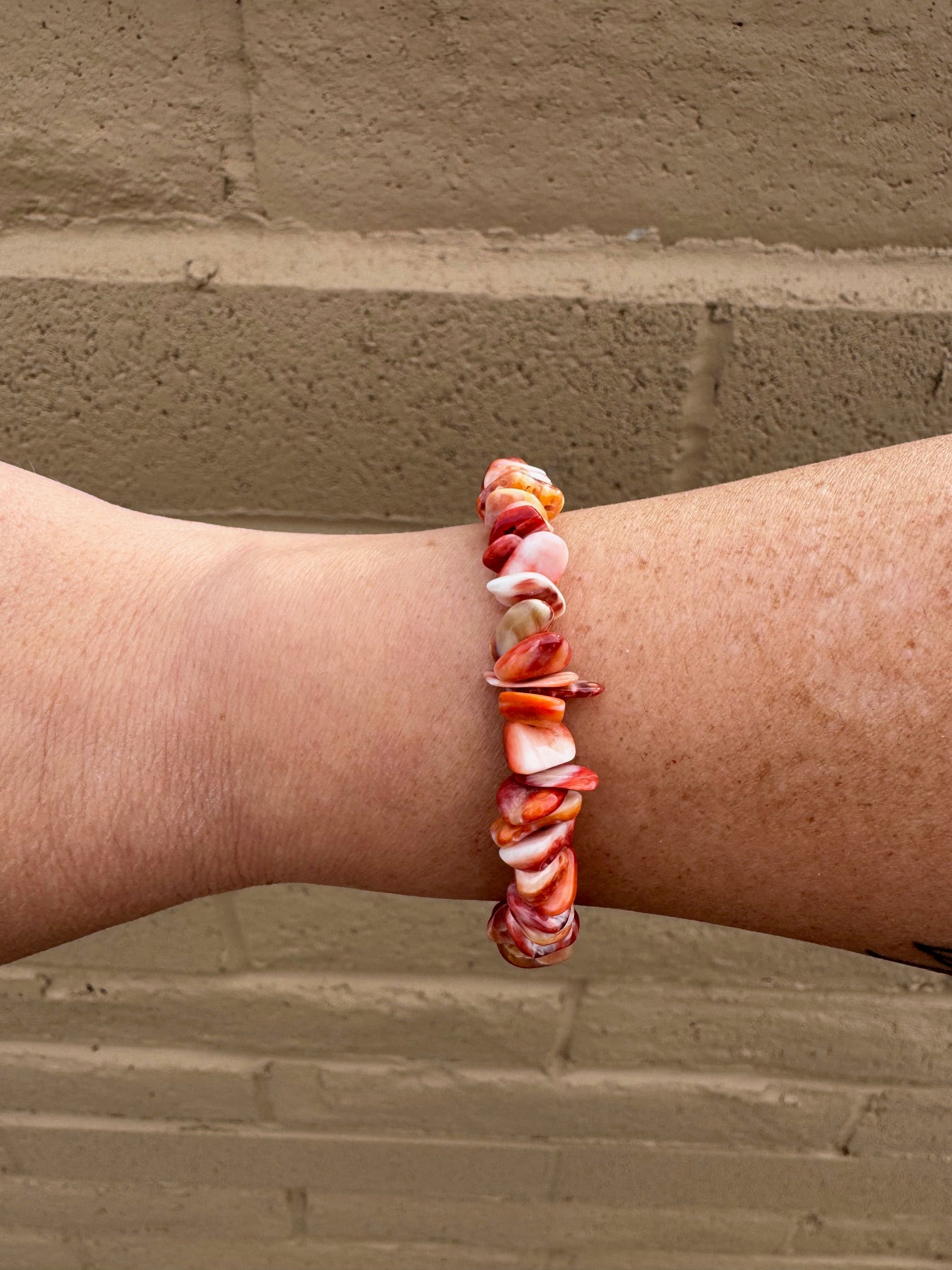 Handcrafted Spiny & Sterling Silver Beaded Bracelet 7.5"