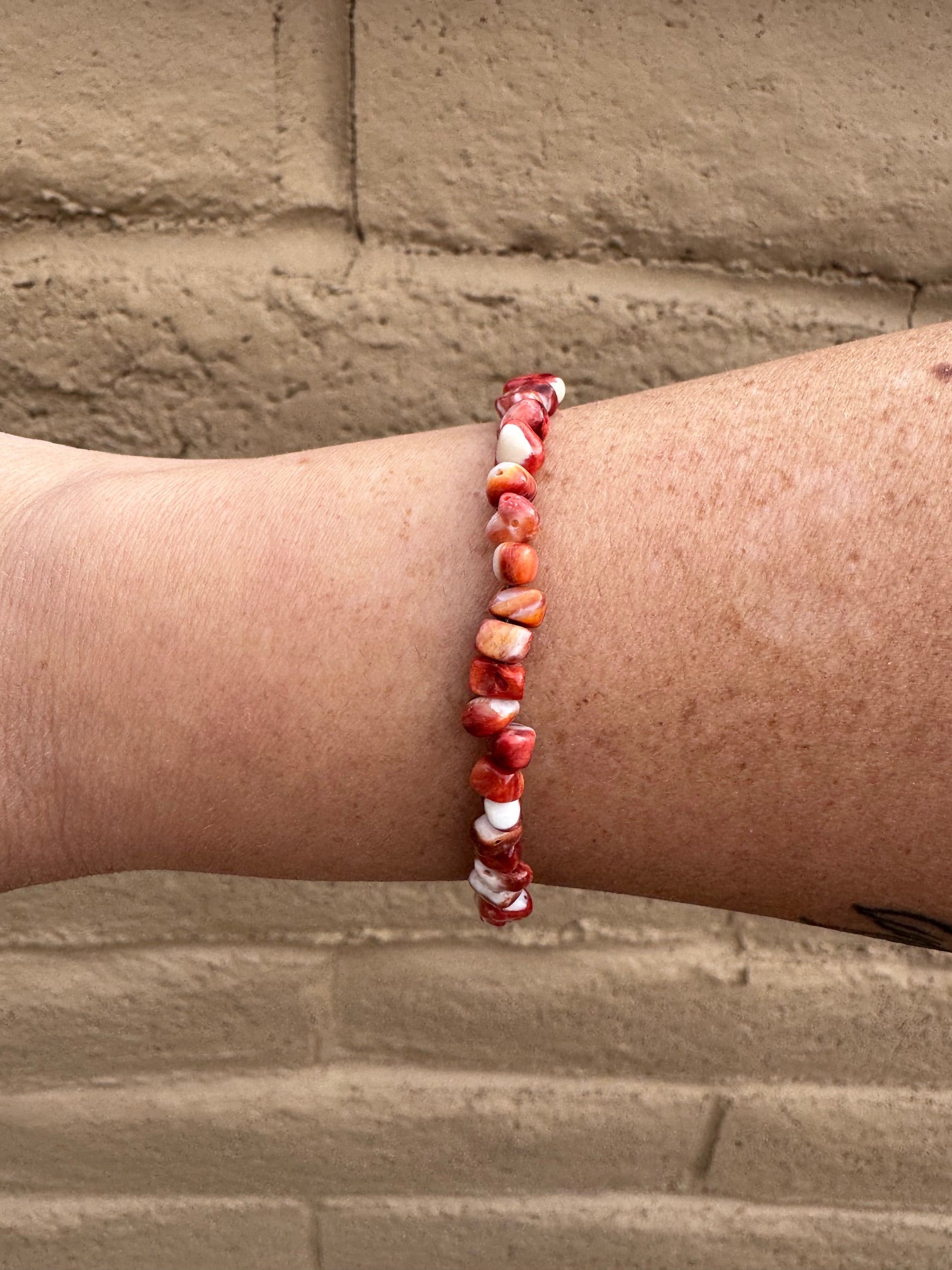Handcrafted Spiny & Sterling Silver Beaded Bracelet 7.5"