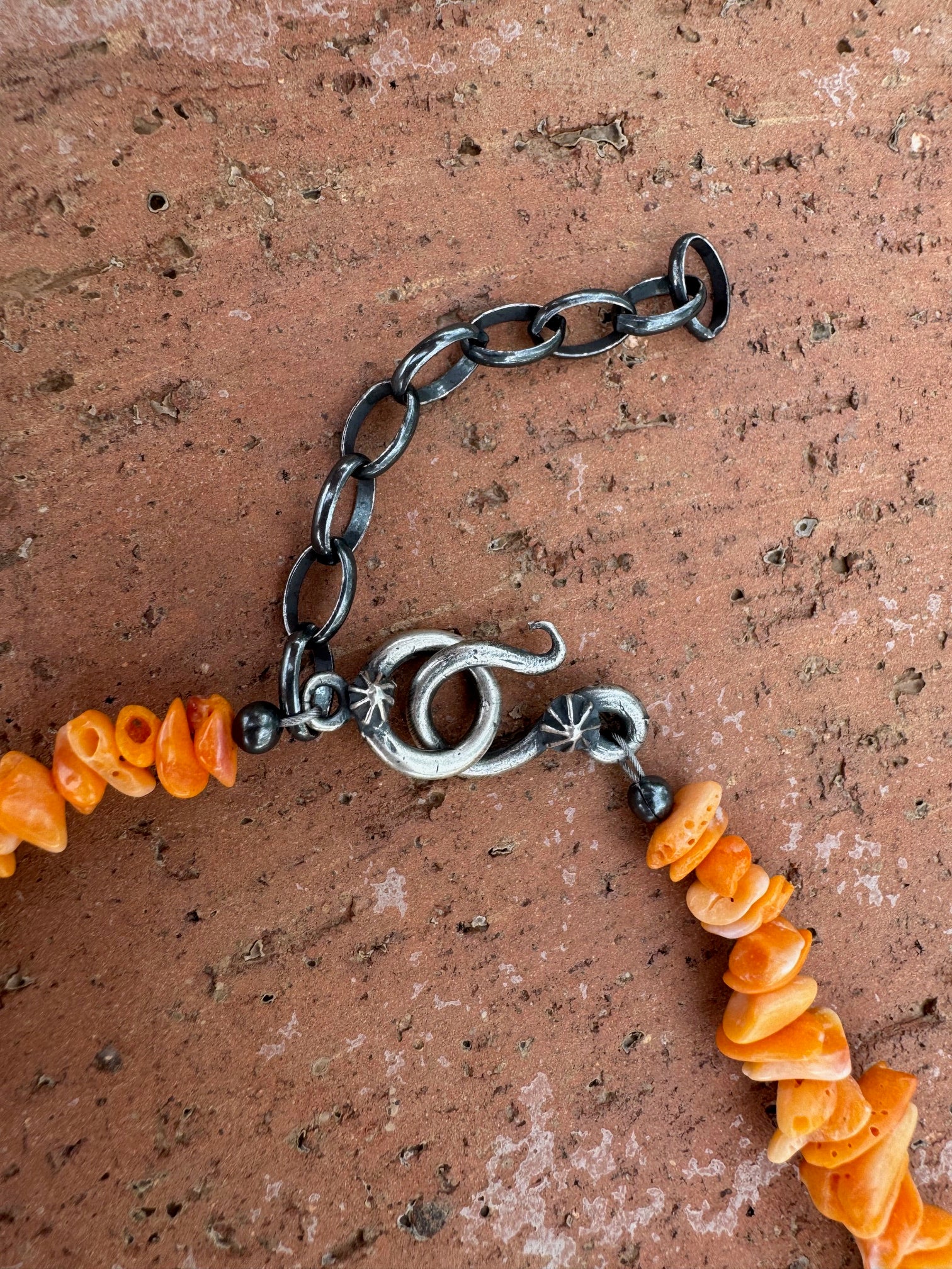 Handcrafted Orange Spiny Oyster 24” Beaded Necklace