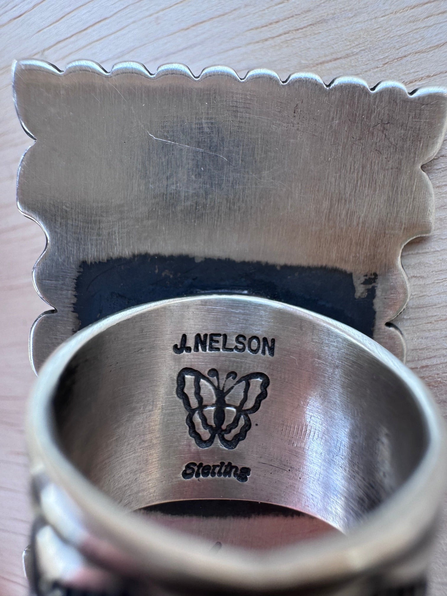Handcrafted Turquoise & Sterling Silver Ring Size 7 by John Nelson