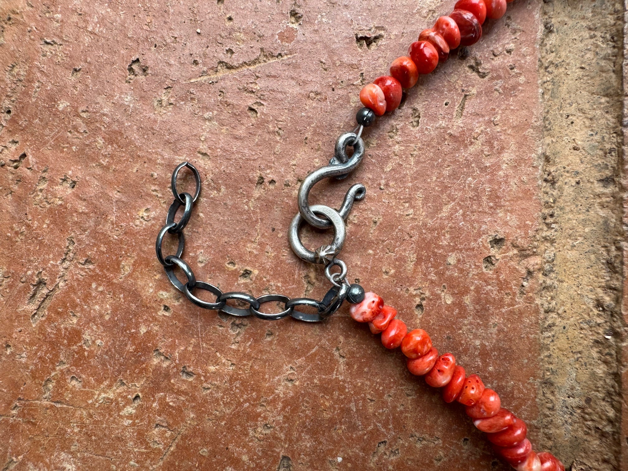 Handcrafted Coral Beaded Necklace 18"