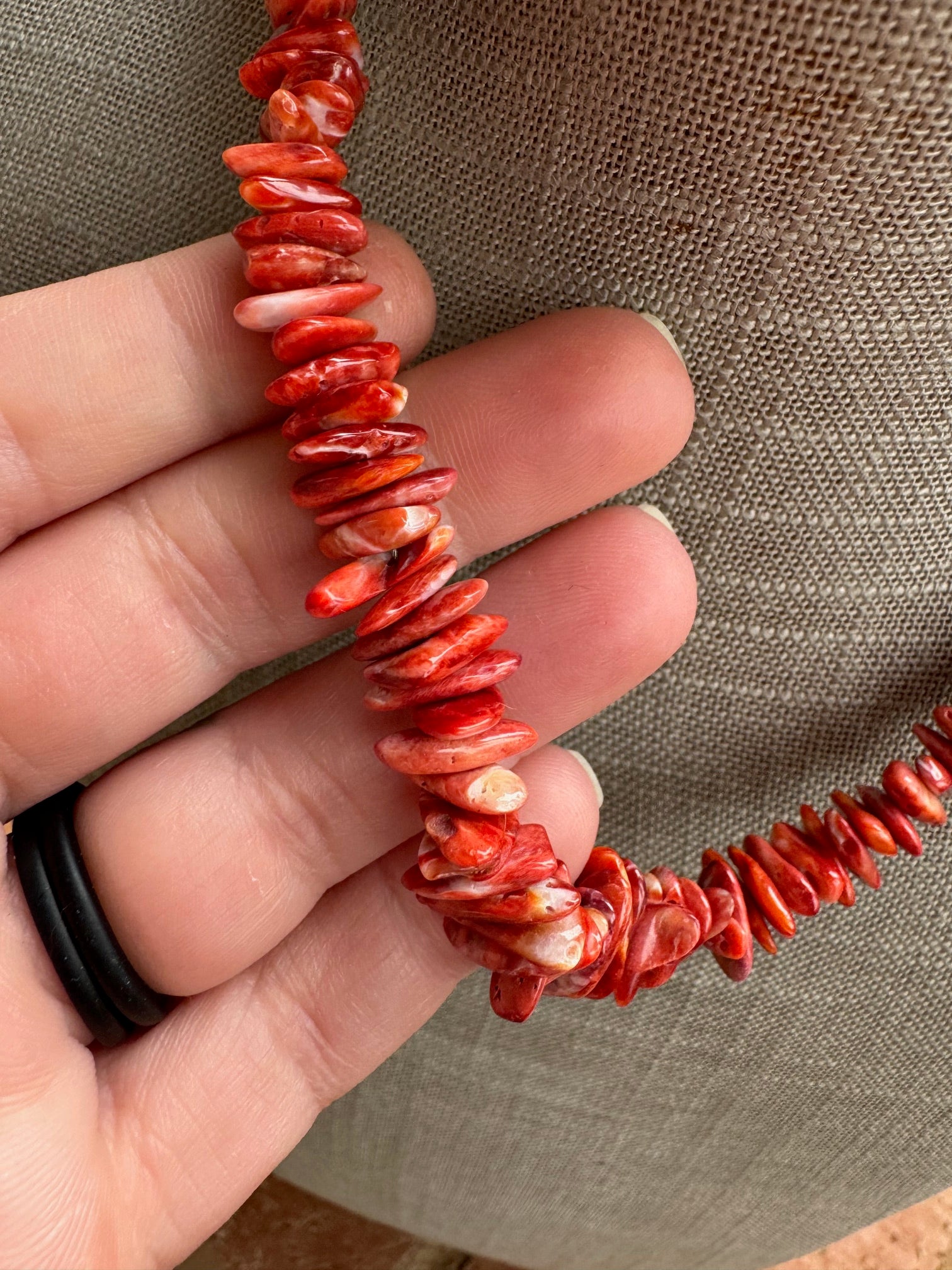 Handcrafted Coral Beaded Necklace 18"