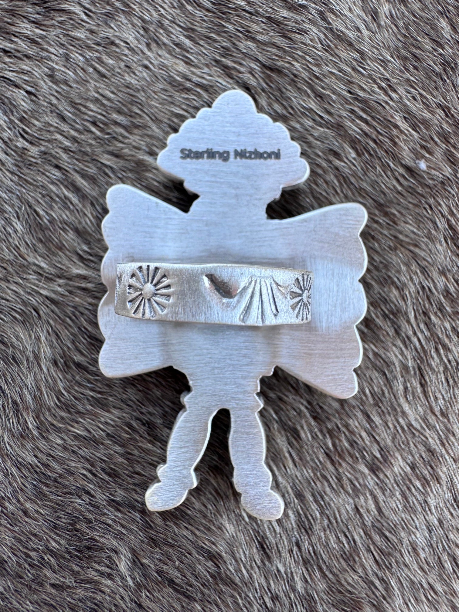 Handmade Little Man Sterling Silver & Cotton Candy Adjustable Ring