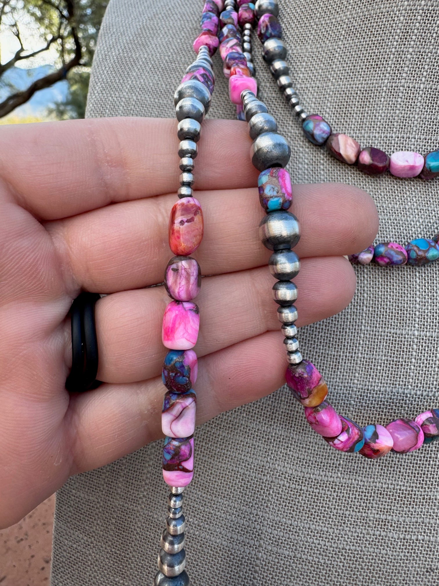 Handcrafted Sterling Silver & Pink Dream 3-8mm Beaded Necklace