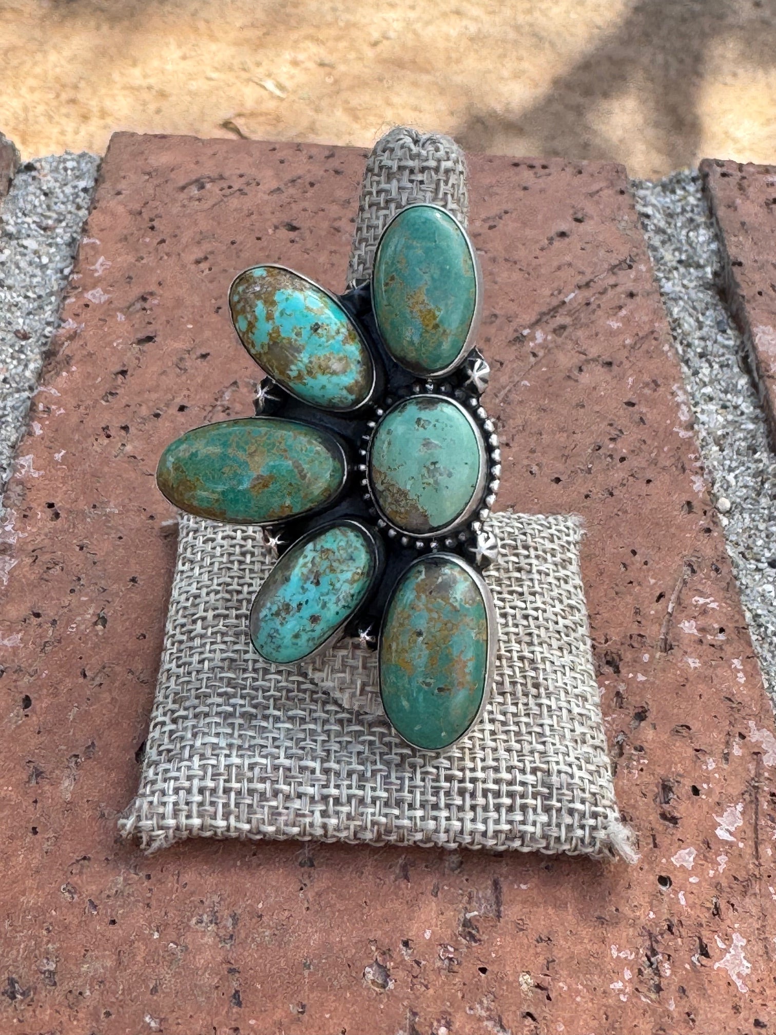 Beautiful Handmade Royston Turquoise And Sterling Silver Adjustable Crescent Ring