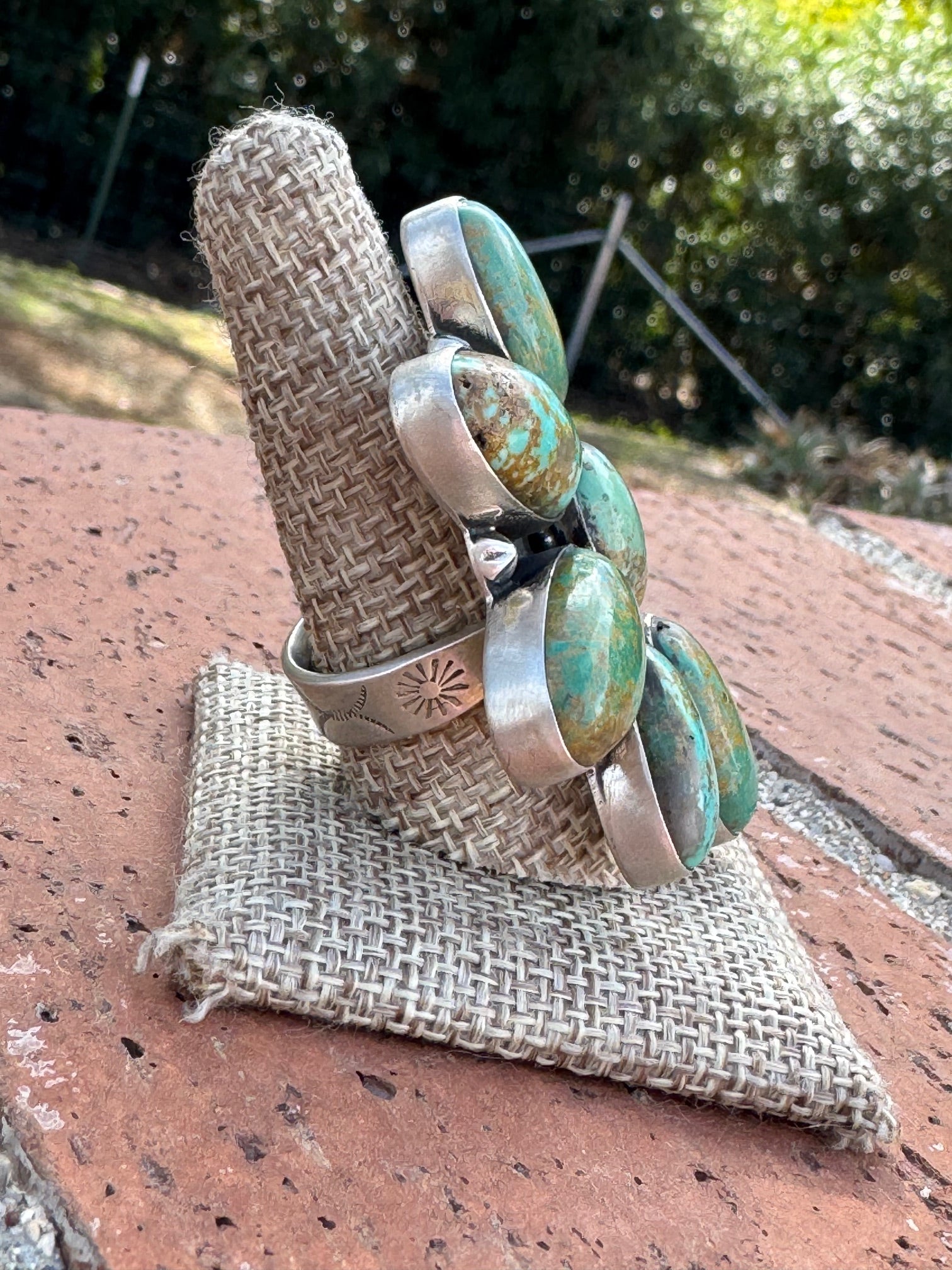 Beautiful Handmade Royston Turquoise And Sterling Silver Adjustable Crescent Ring