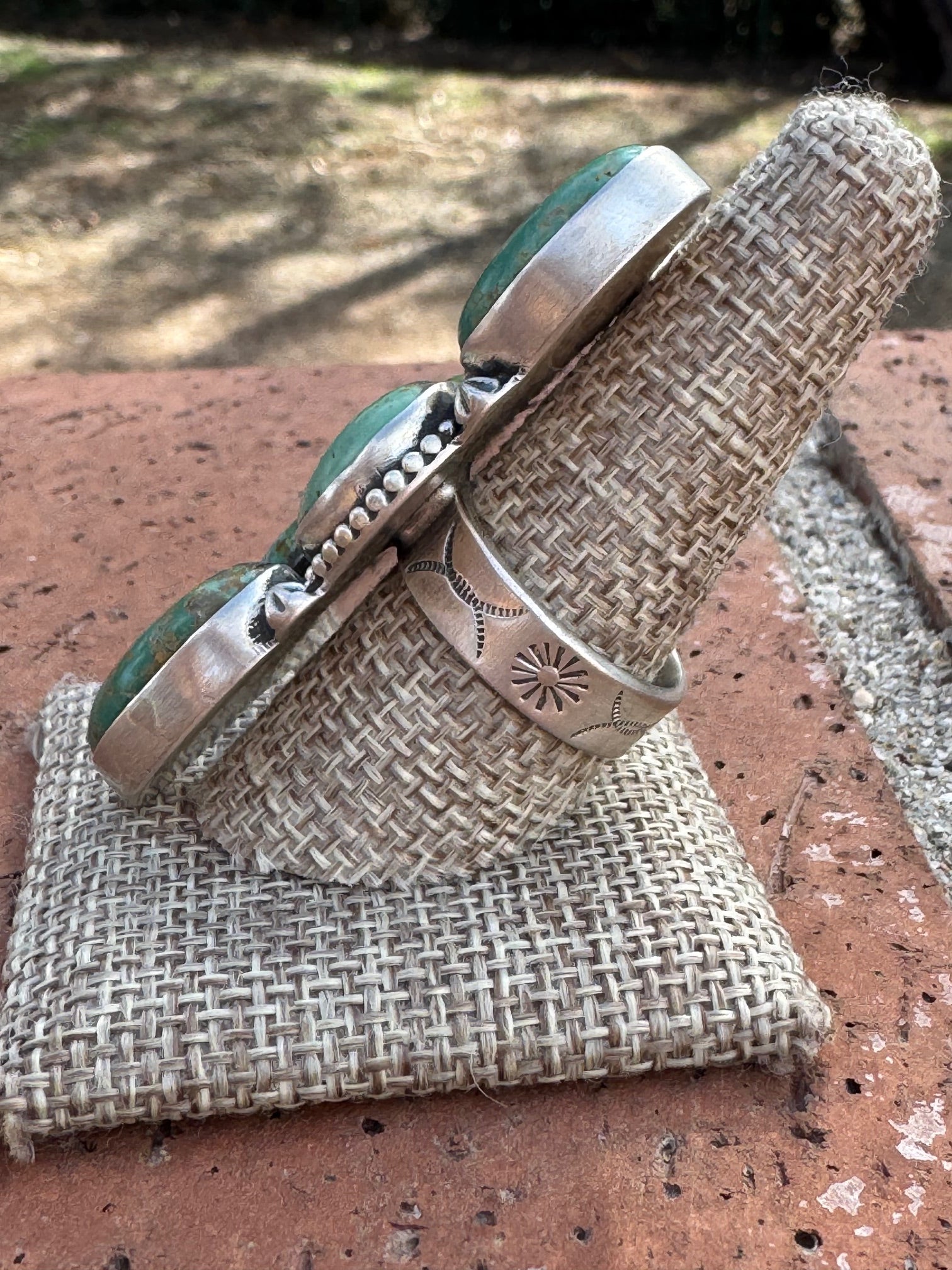 Beautiful Handmade Royston Turquoise And Sterling Silver Adjustable Crescent Ring