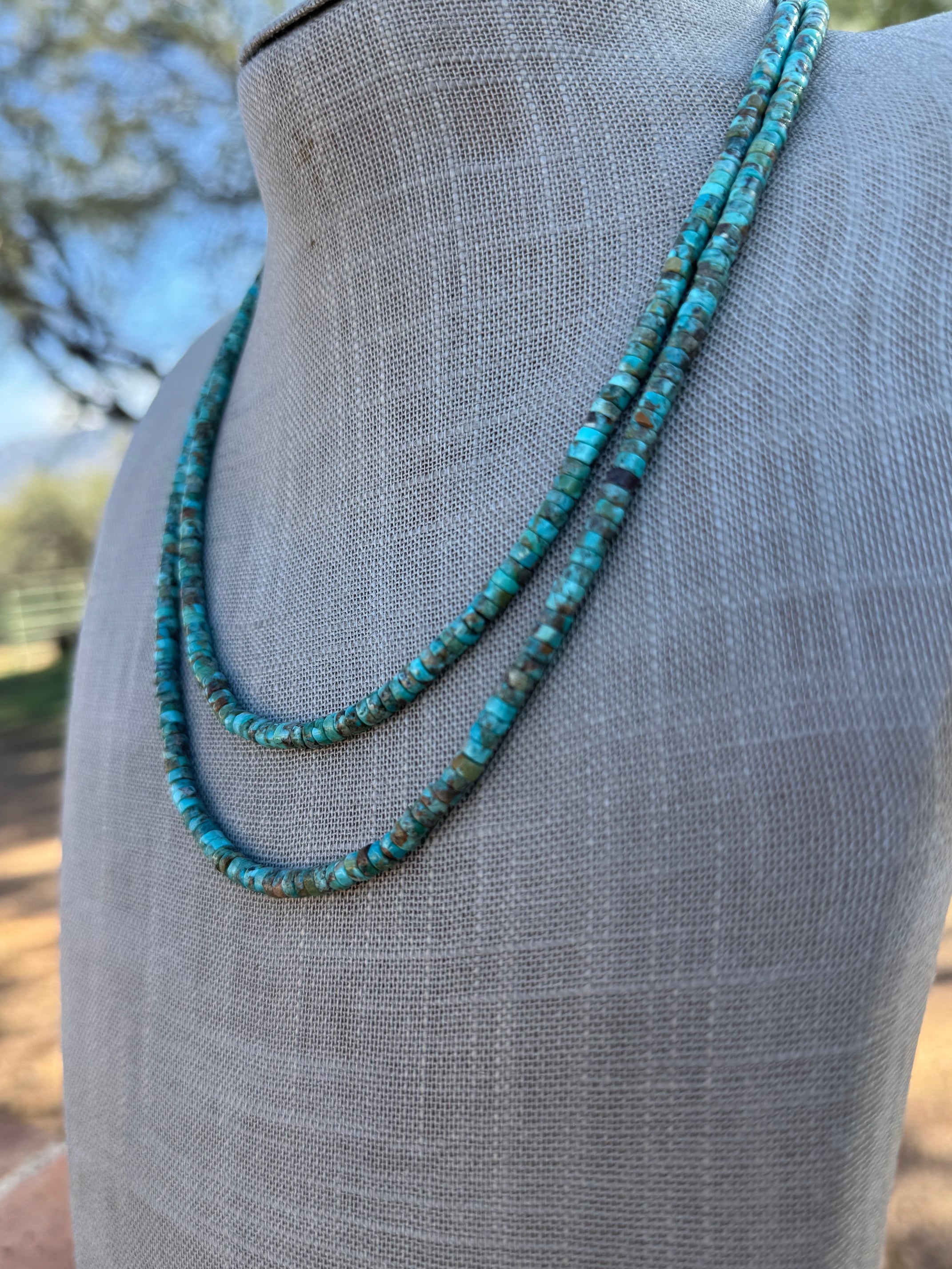 Handcrafted Turquoise Heishi 4mm Beaded Necklace
