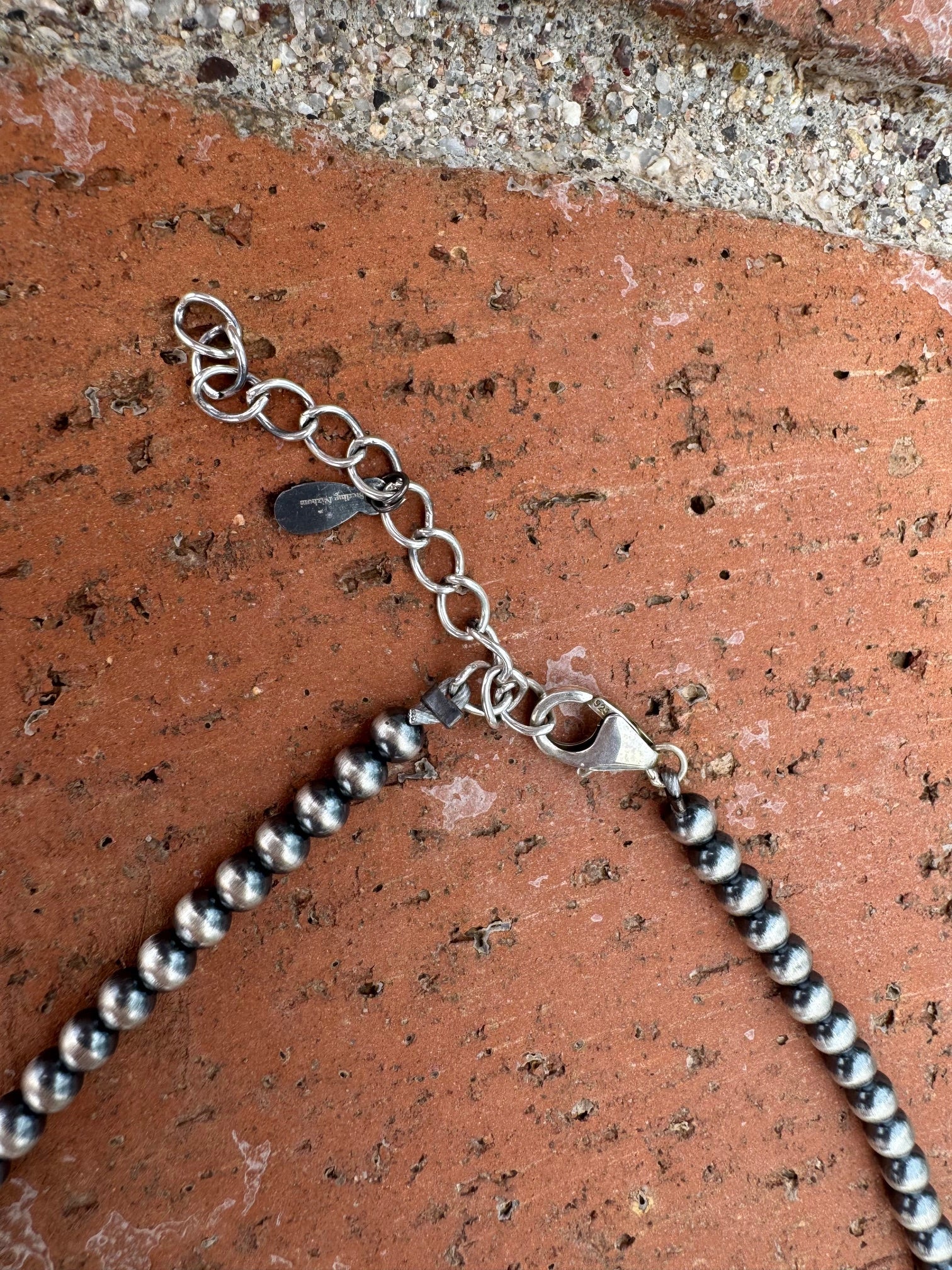 Handmade Rolled Kingman Turquoise and Sterling Silver 4-10mm Beaded Necklace 16"