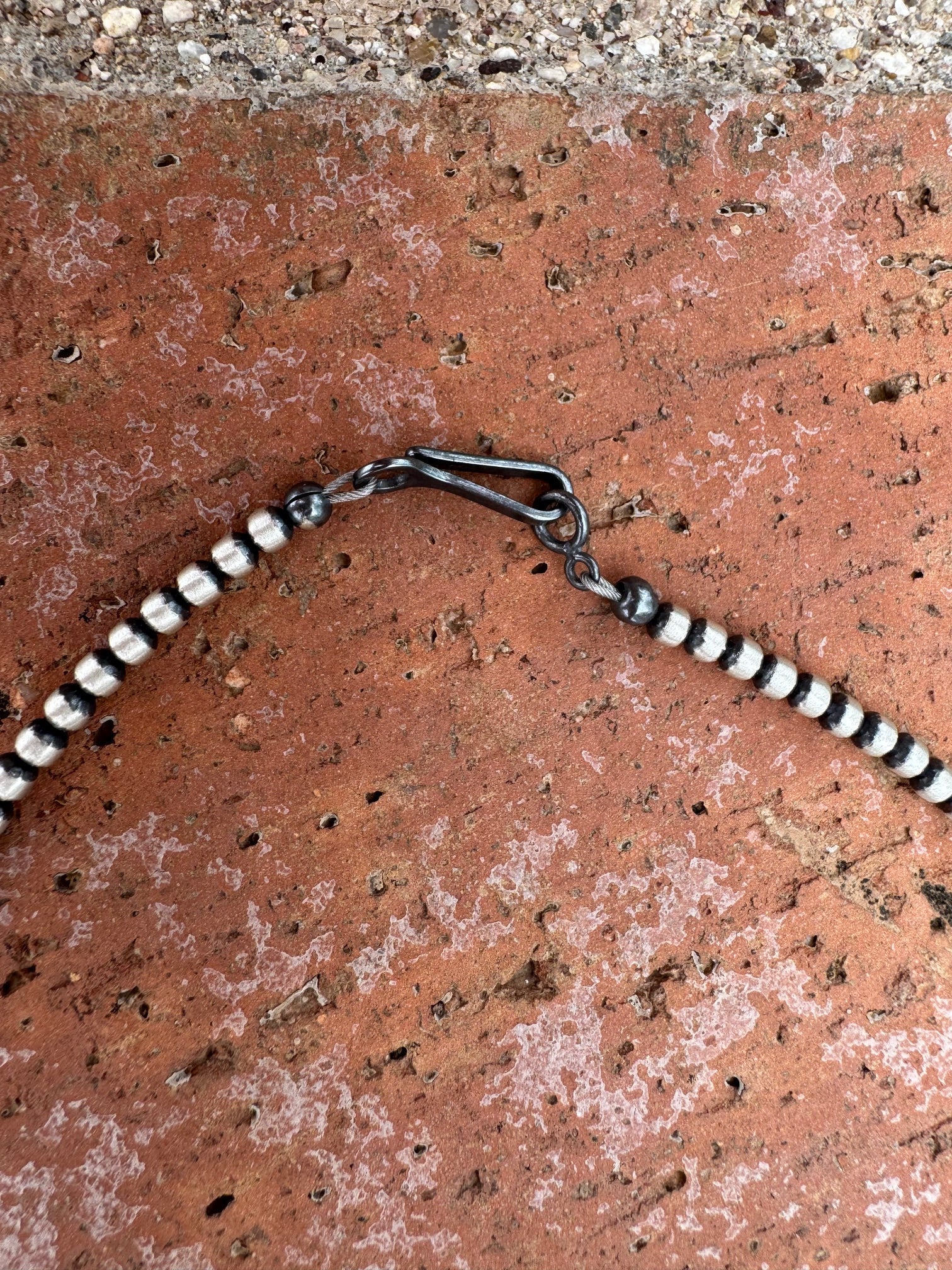 Handcrafted Turquoise & Sterling Silver 3-12mm Beaded Lariat Necklace 20"