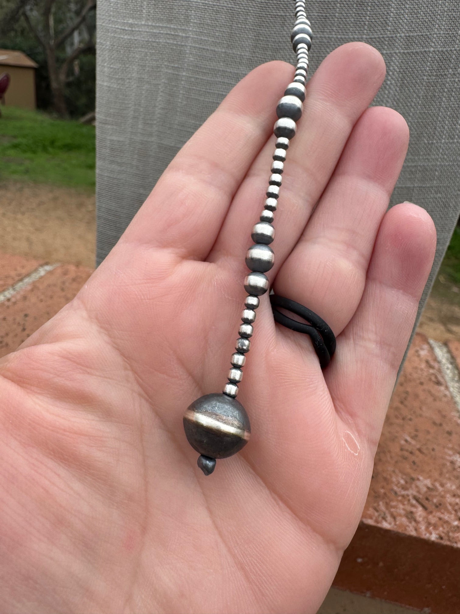 Handcrafted Sterling Silver Pearls 3-12mm Beaded Lariat Necklace 20"