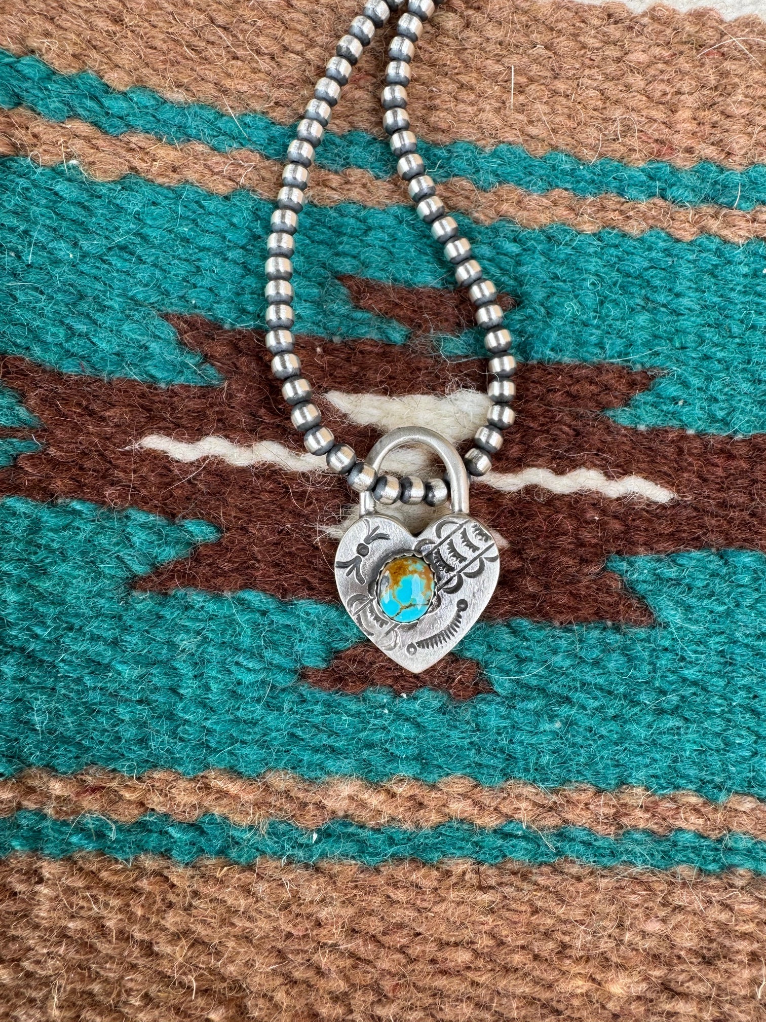 Handcrafted Pilot Mountain Turquoise & Sterling Silver Heart Locket Pendant