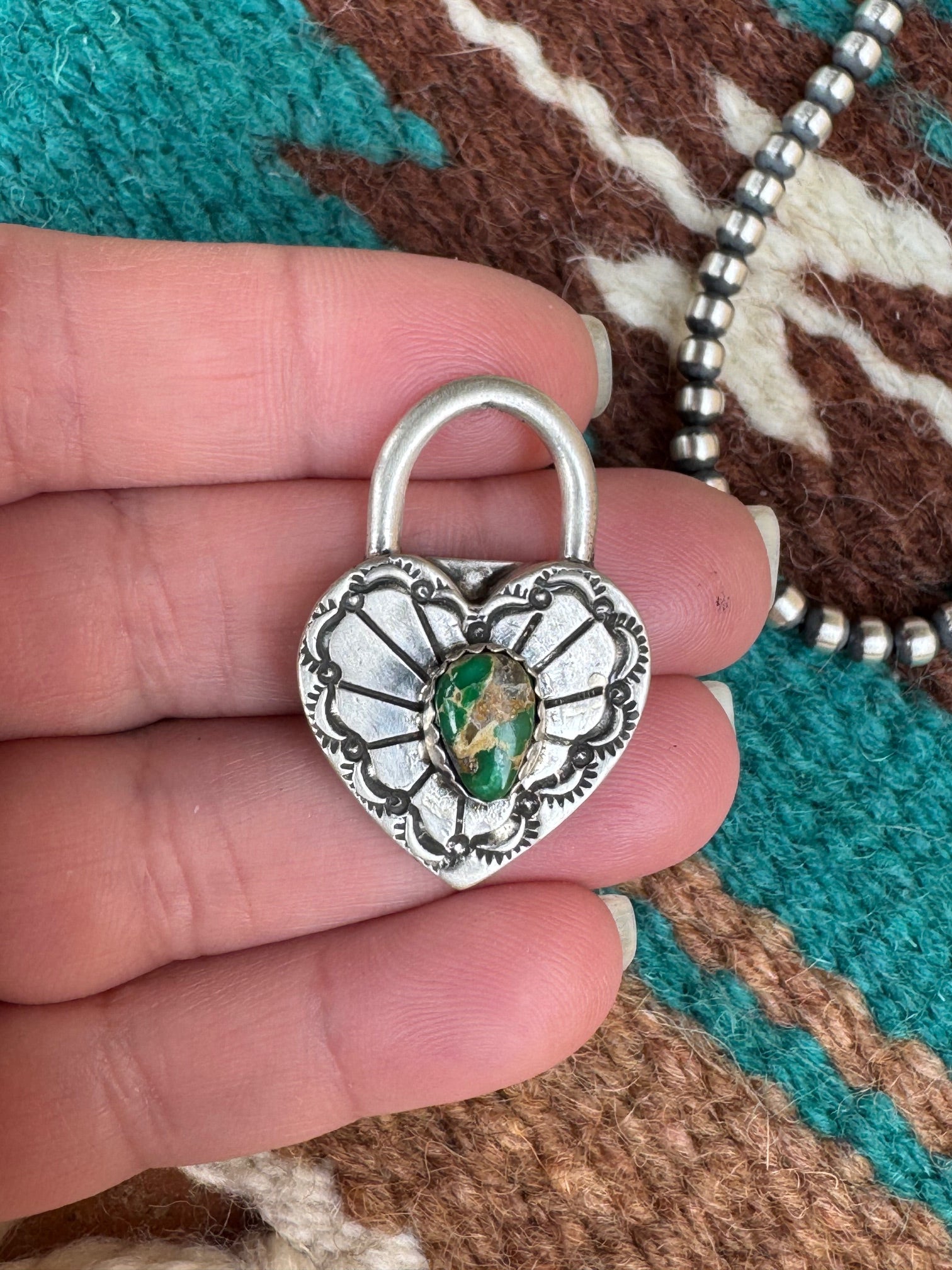 Handcrafted Royston Turquoise & Sterling Silver Heart Locket Pendant