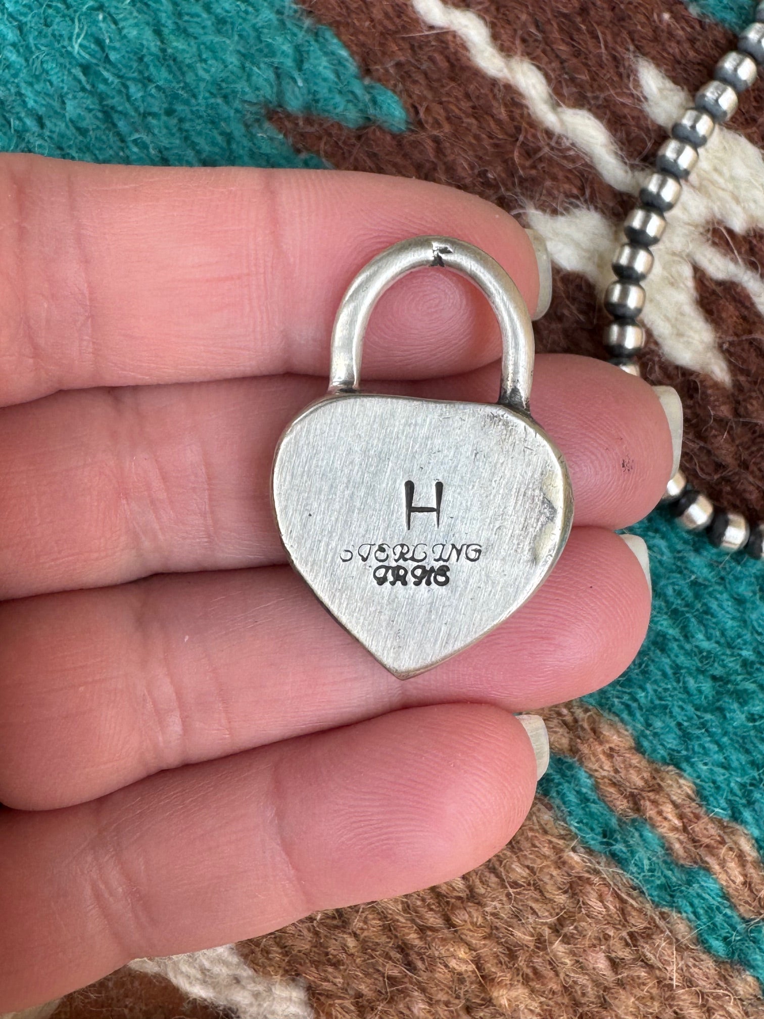 Handcrafted Royston Turquoise & Sterling Silver Heart Locket Pendant