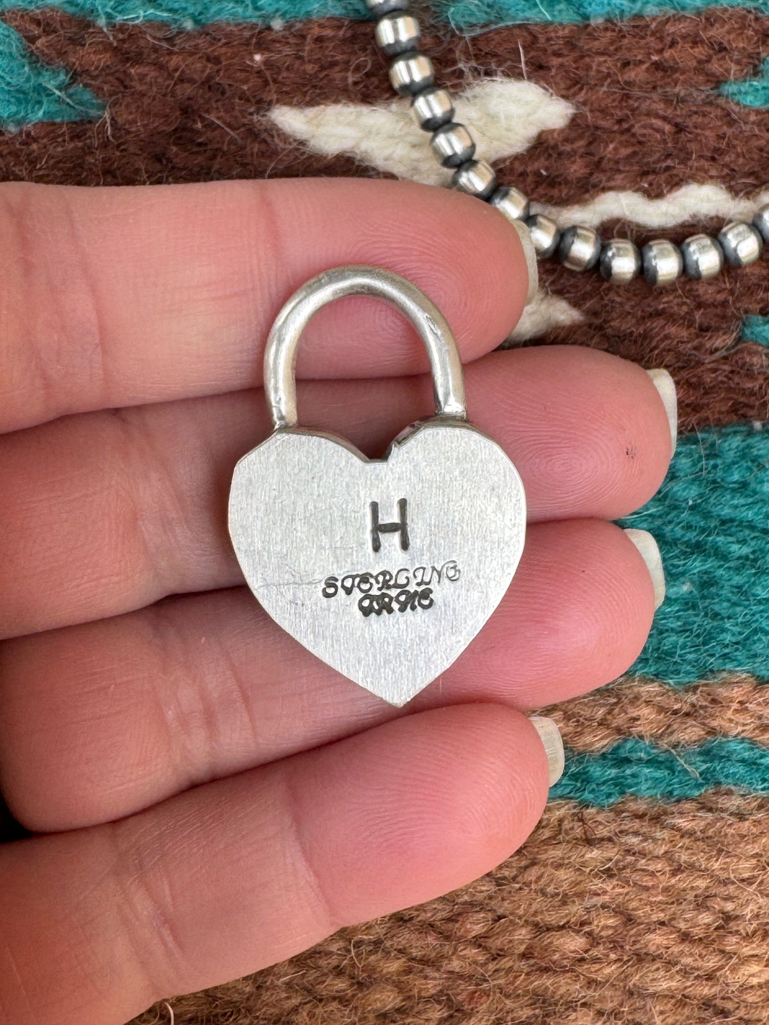 Handcrafted Kingman Turquoise & Sterling Silver Heart Locket Pendant