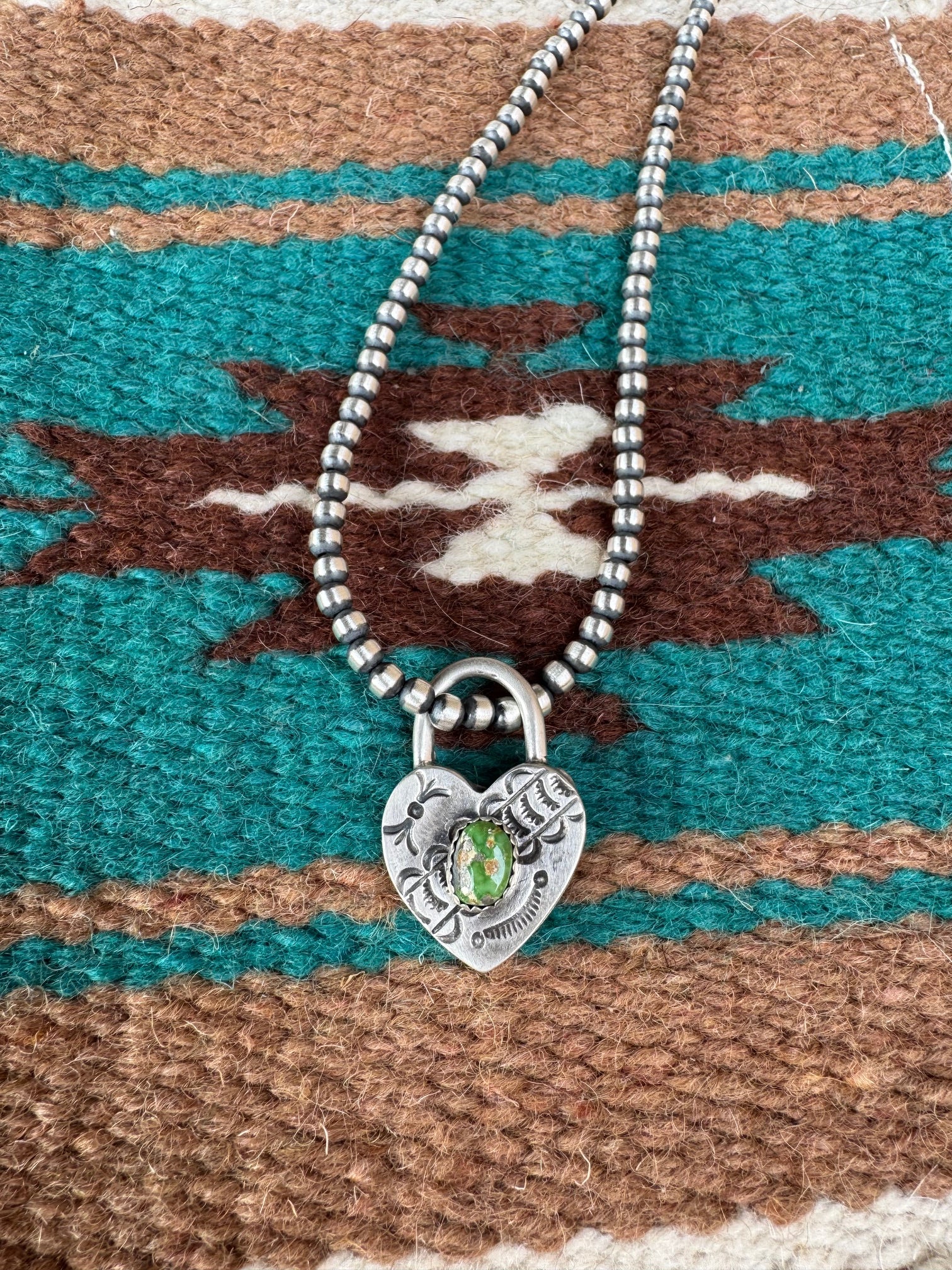 Handcrafted Sonoran Mountain Turquoise & Sterling Silver Heart Locket Pendant