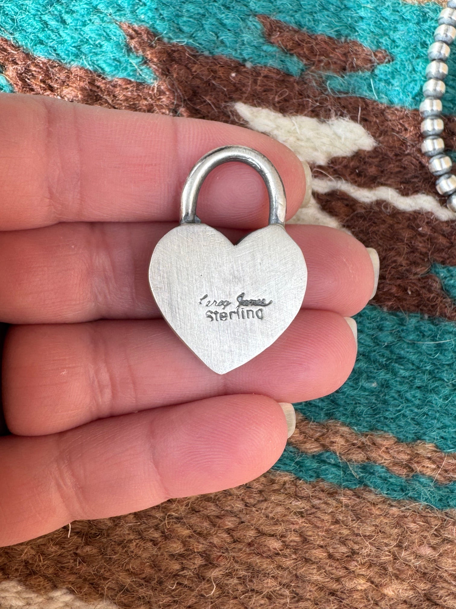 Handcrafted Queen Pink Conch & Sterling Silver Heart Locket Pendant by Leroy James