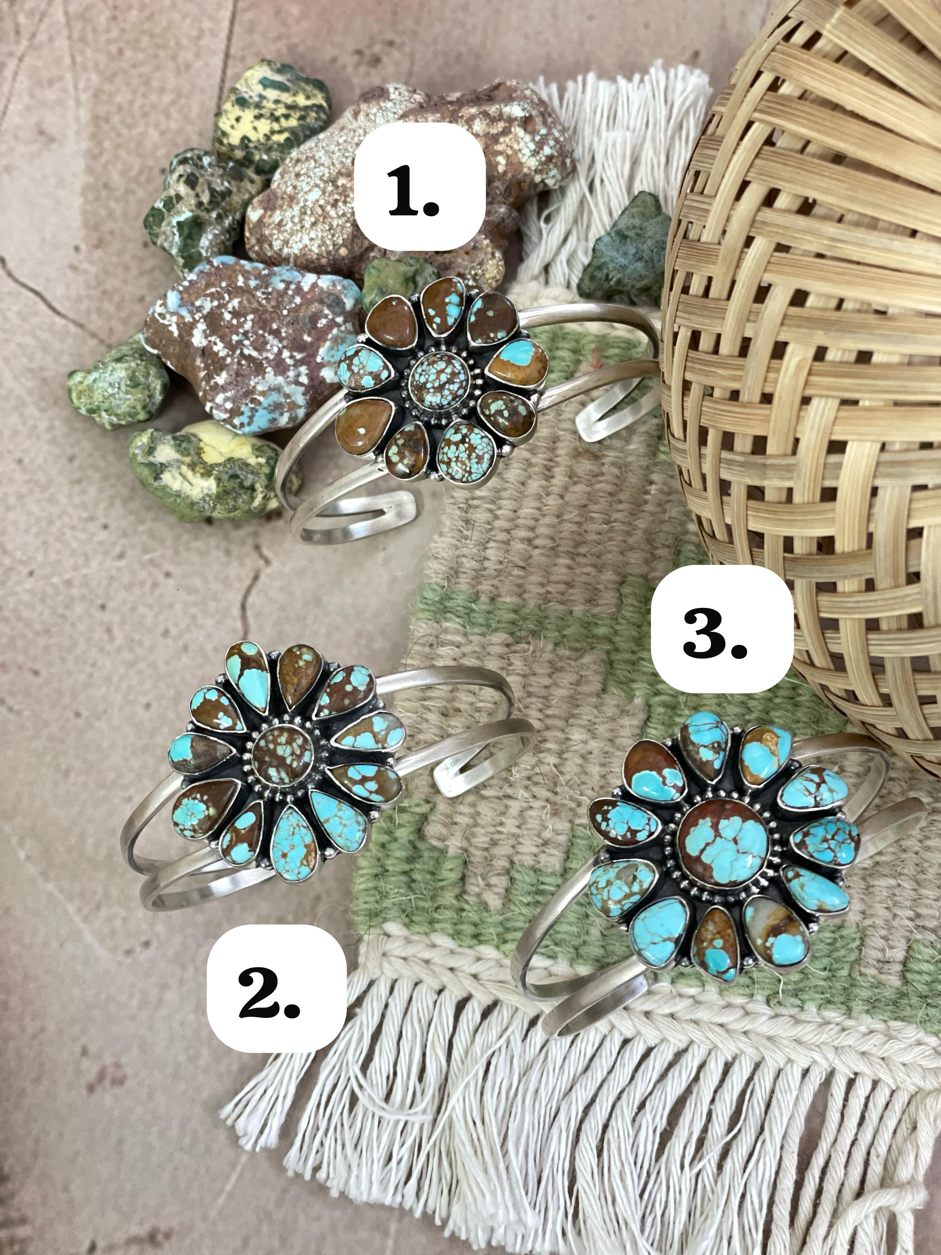 Handmade Sterling Silver Number 8 Turquoise Bracelet Signed Nizhoni