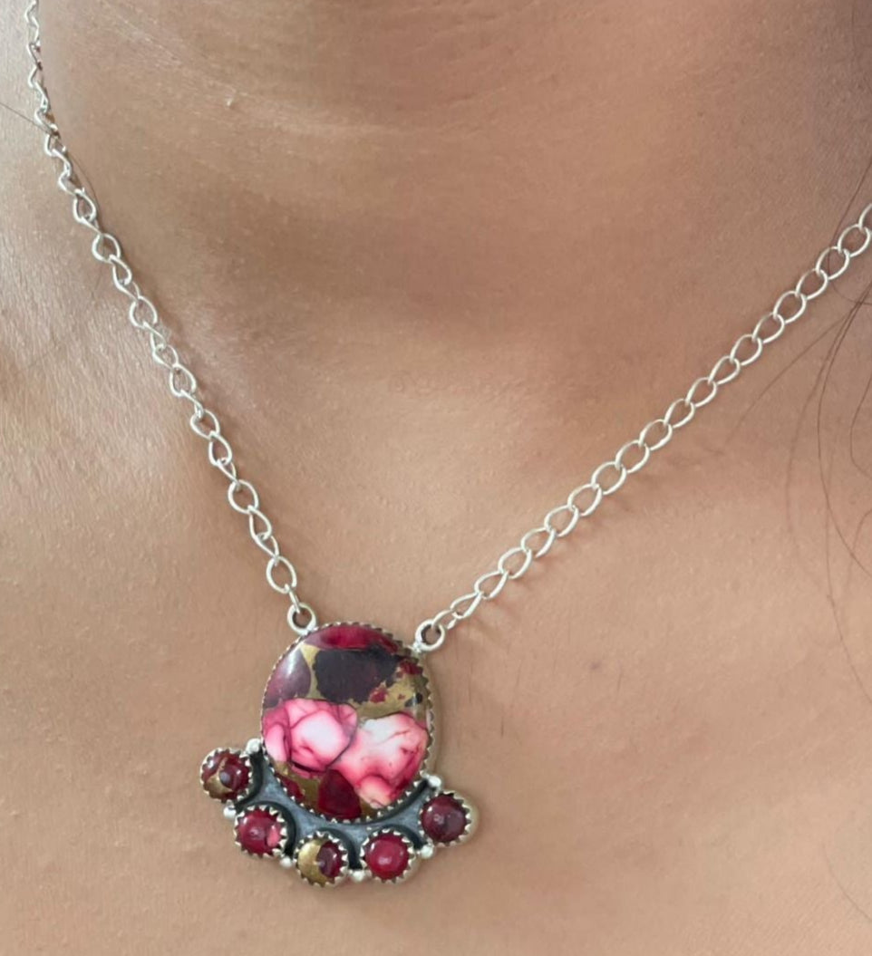 Handmade Sterling Silver Dahlia Rose Necklace with Signed Nizhoni (3)