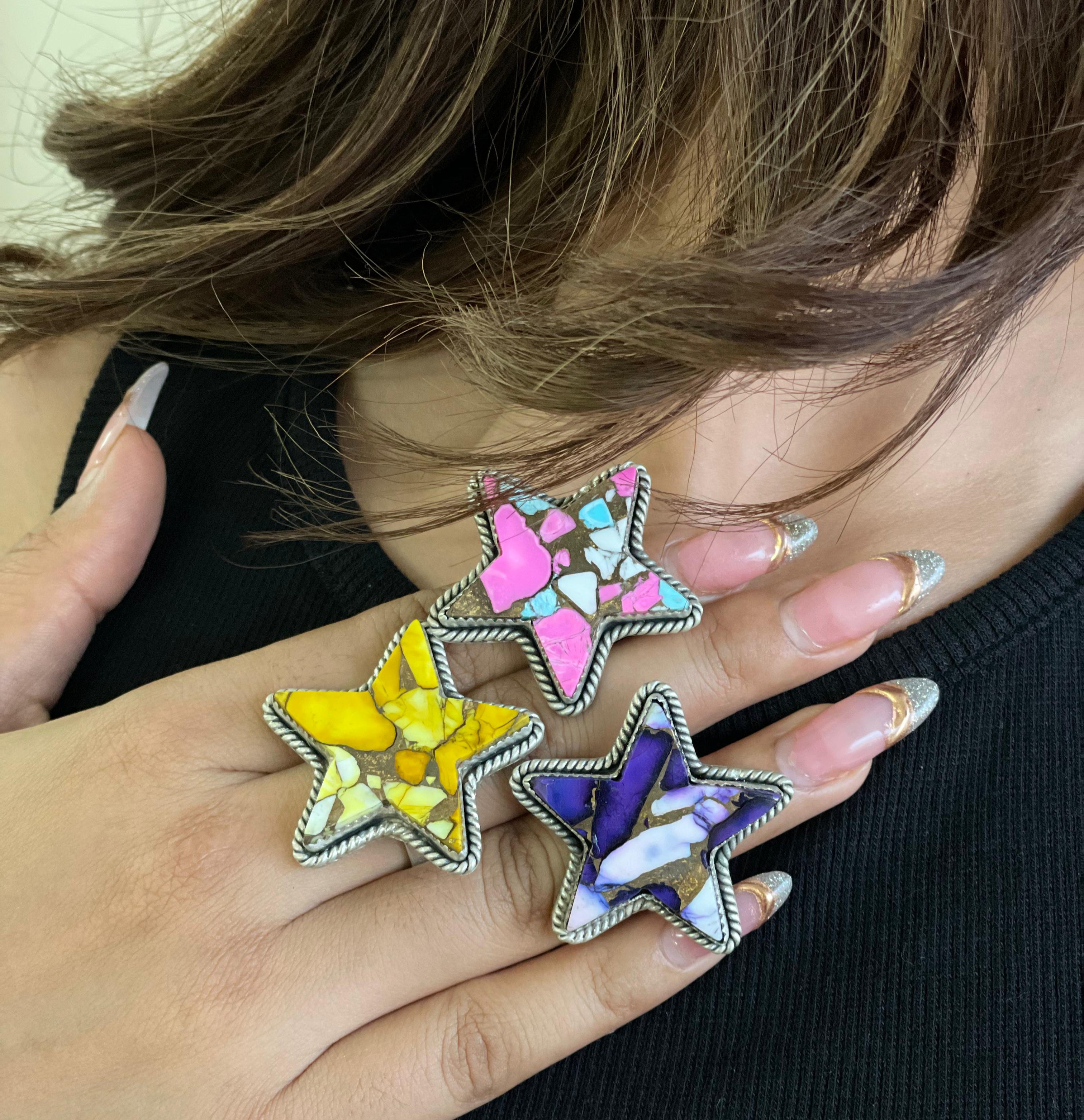 Handmade Sterling Silver Multi Stone Adjustable Ring Signed Nizhoni