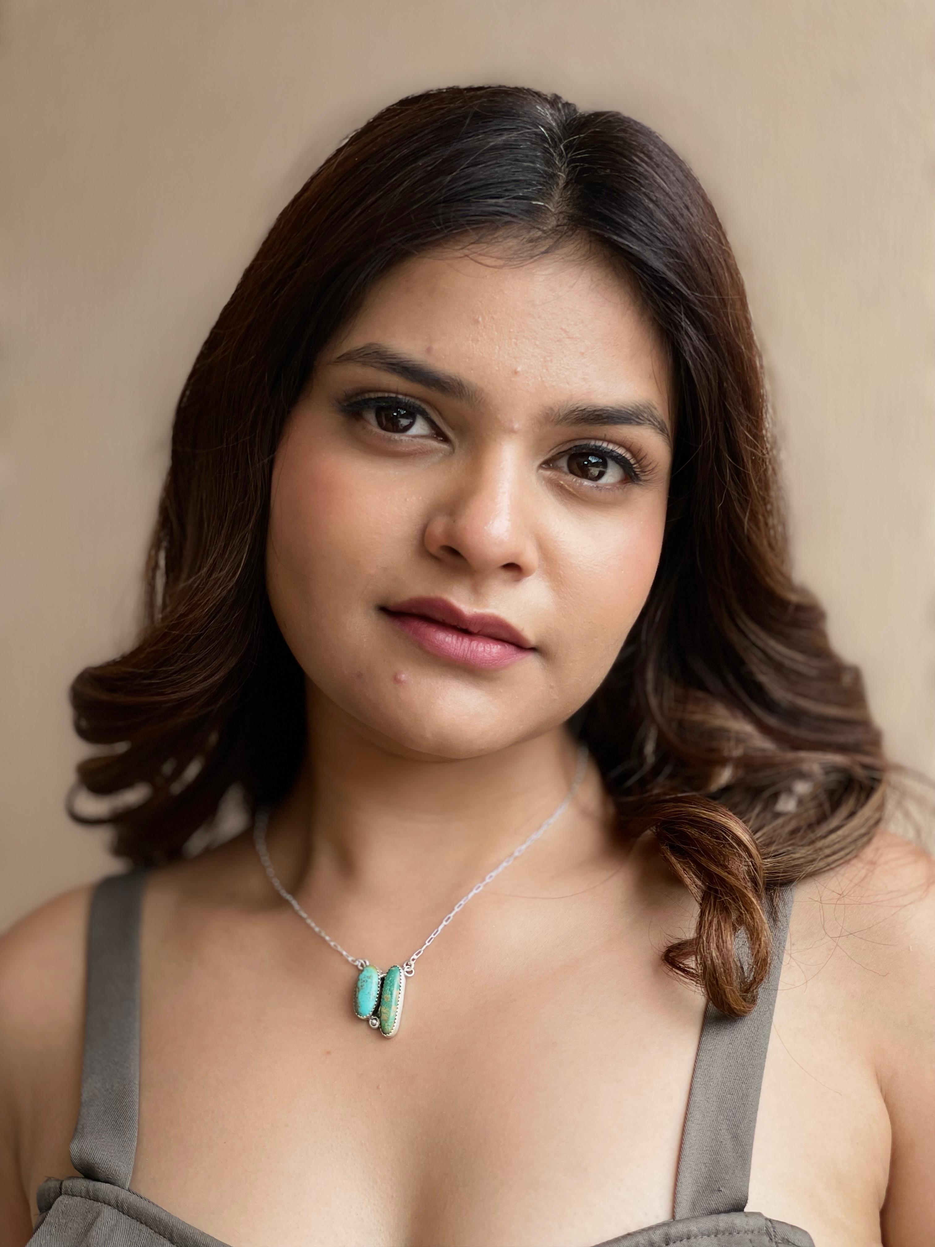 Handmade Sterling Silver Kingman Turquoise Necklace Signed Nizhoni