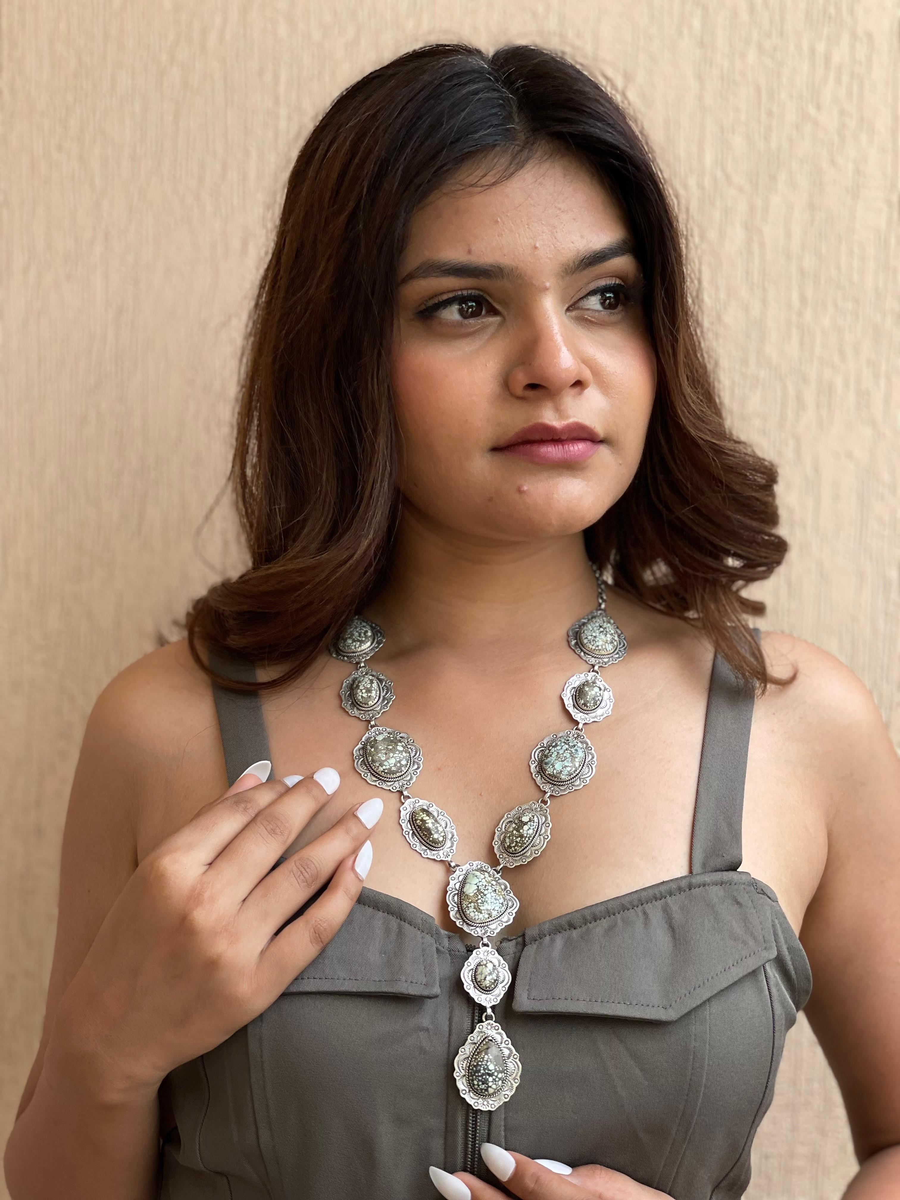 Handmade Sterling Silver Starfox Variscite Necklace Signed Nizhoni