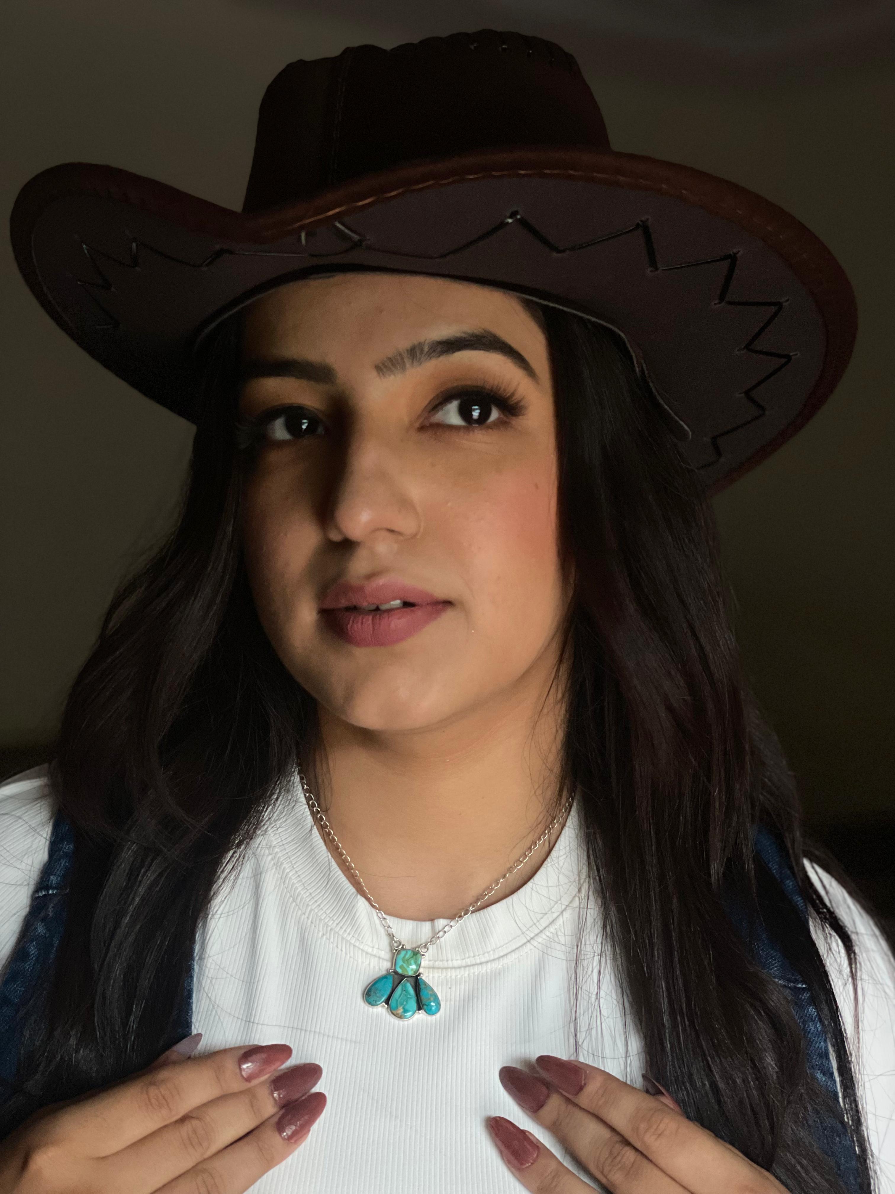 Handmade Sterling Silver South Hill Turquoise Necklace with Signed Nizhoni