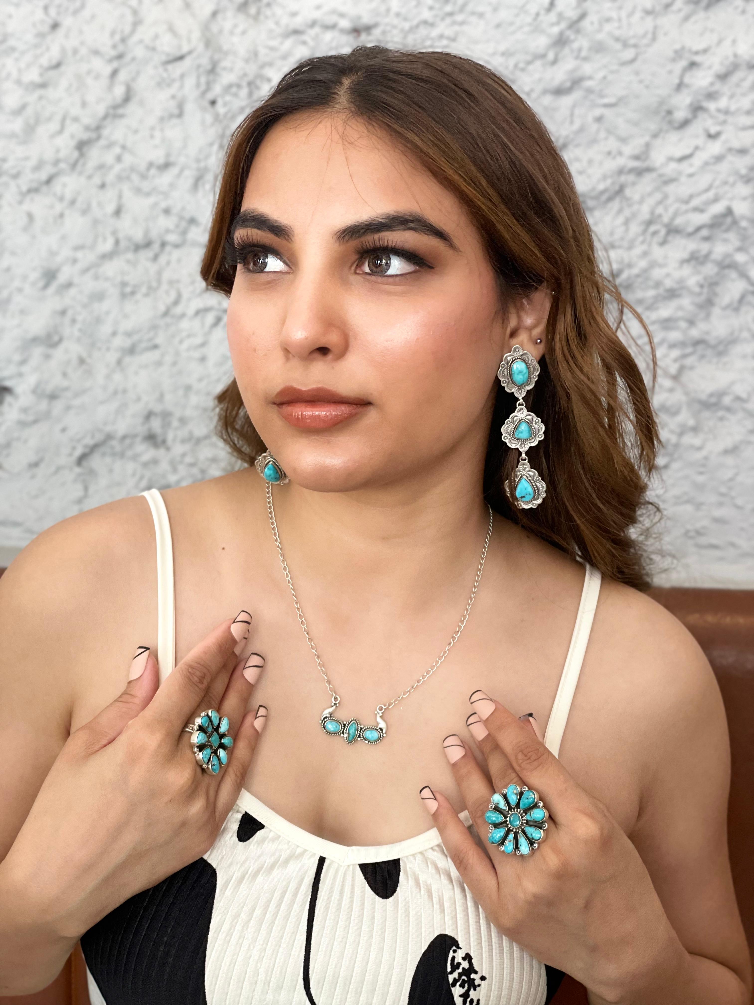 Handmade Sterling Silver White Water Turquoise Necklace Signed Nizhoni